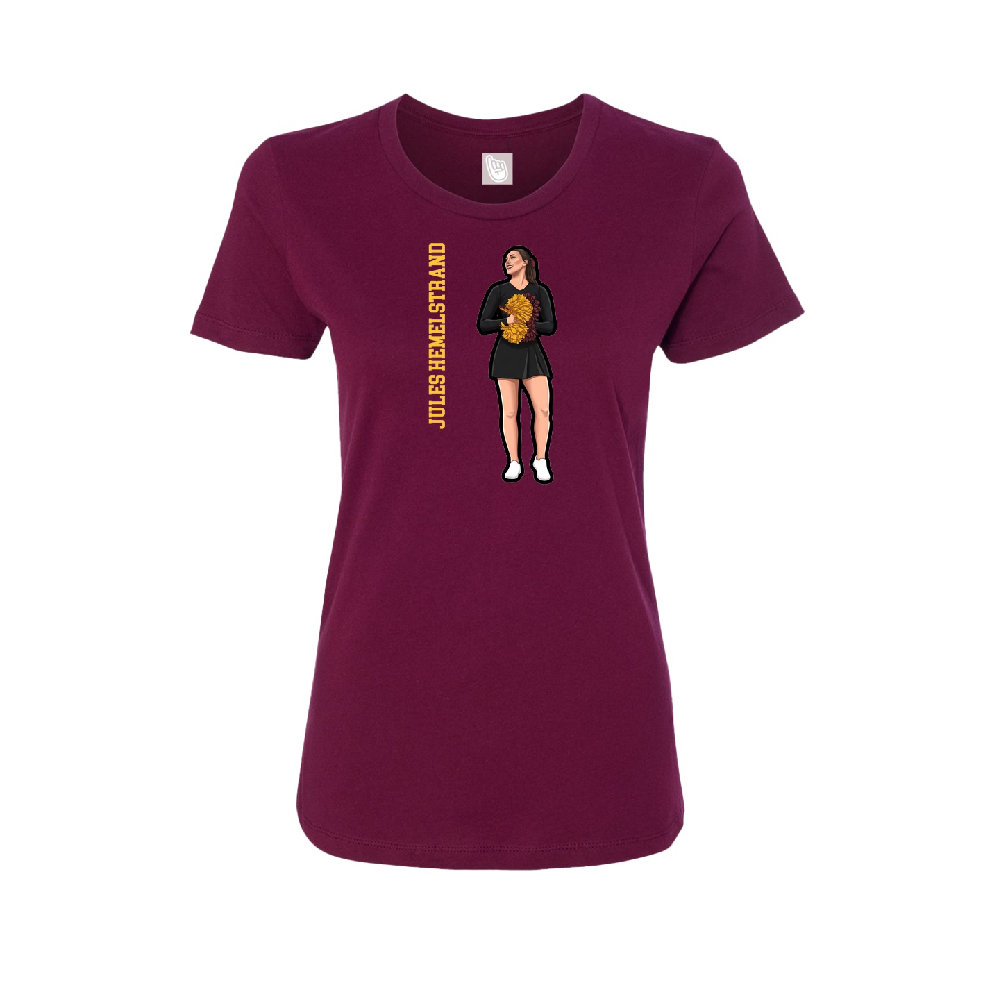 Fitted Women's Tee — Name Vertical in Maroon