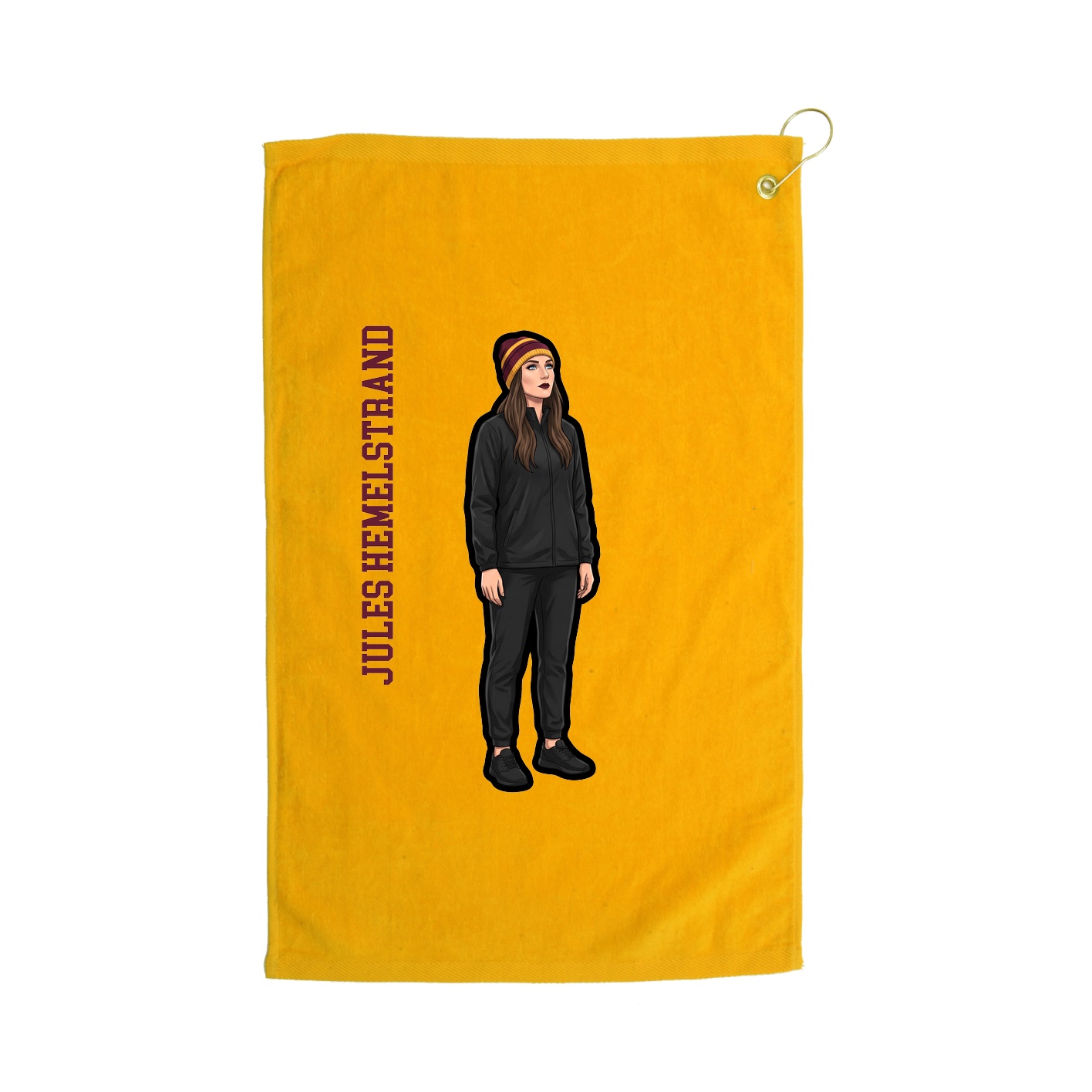 Golf Towel — Name Vertical in Gold
