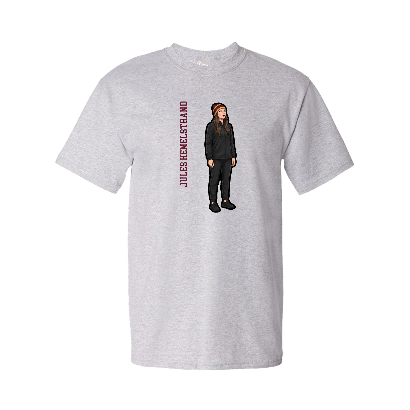 Youth Tee — Name Vertical in Grey