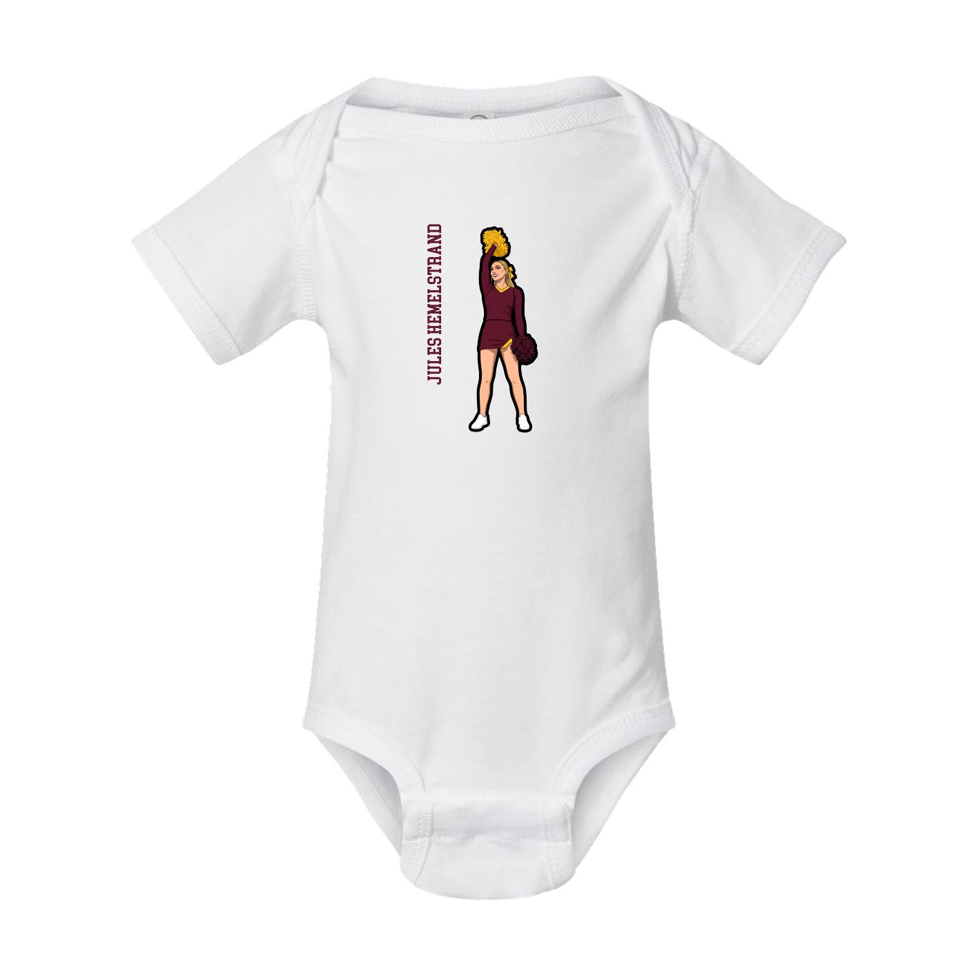 Baby Onesie — Name Vertical in White