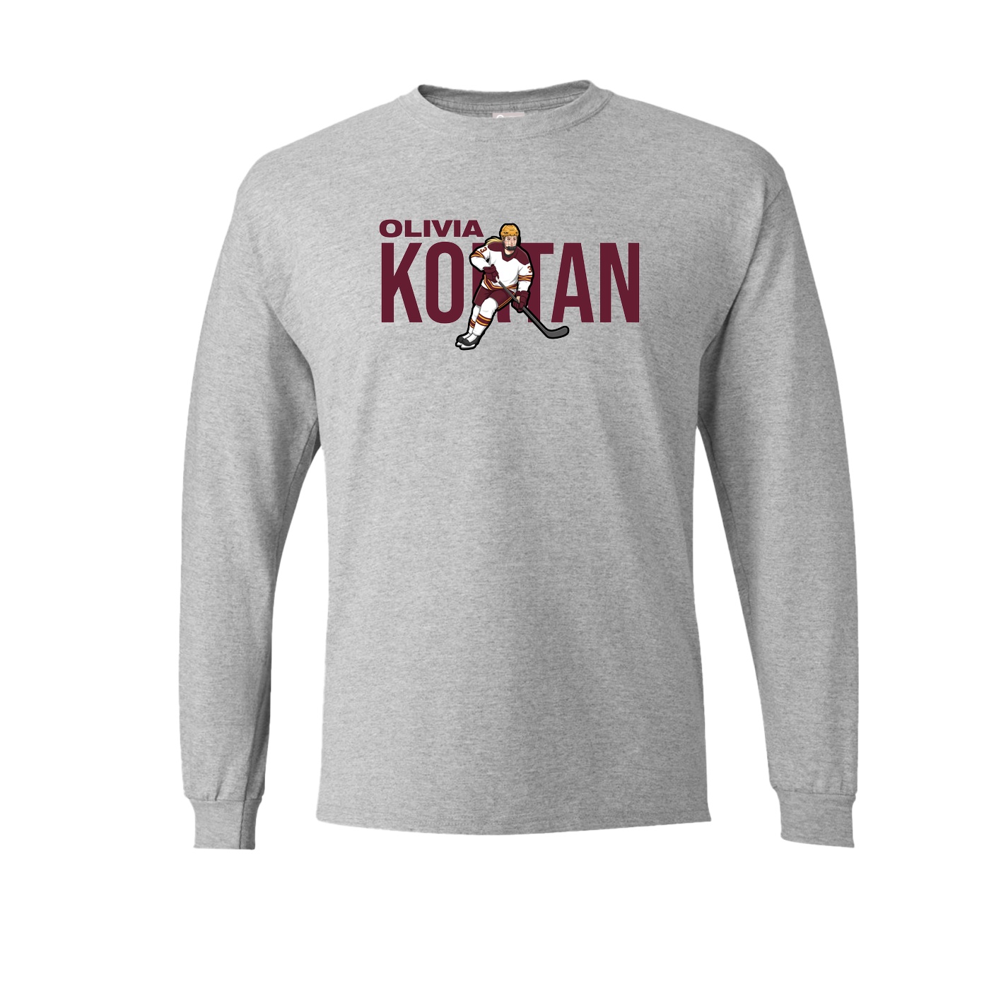 Long Sleeve Tee — Player Name in Grey