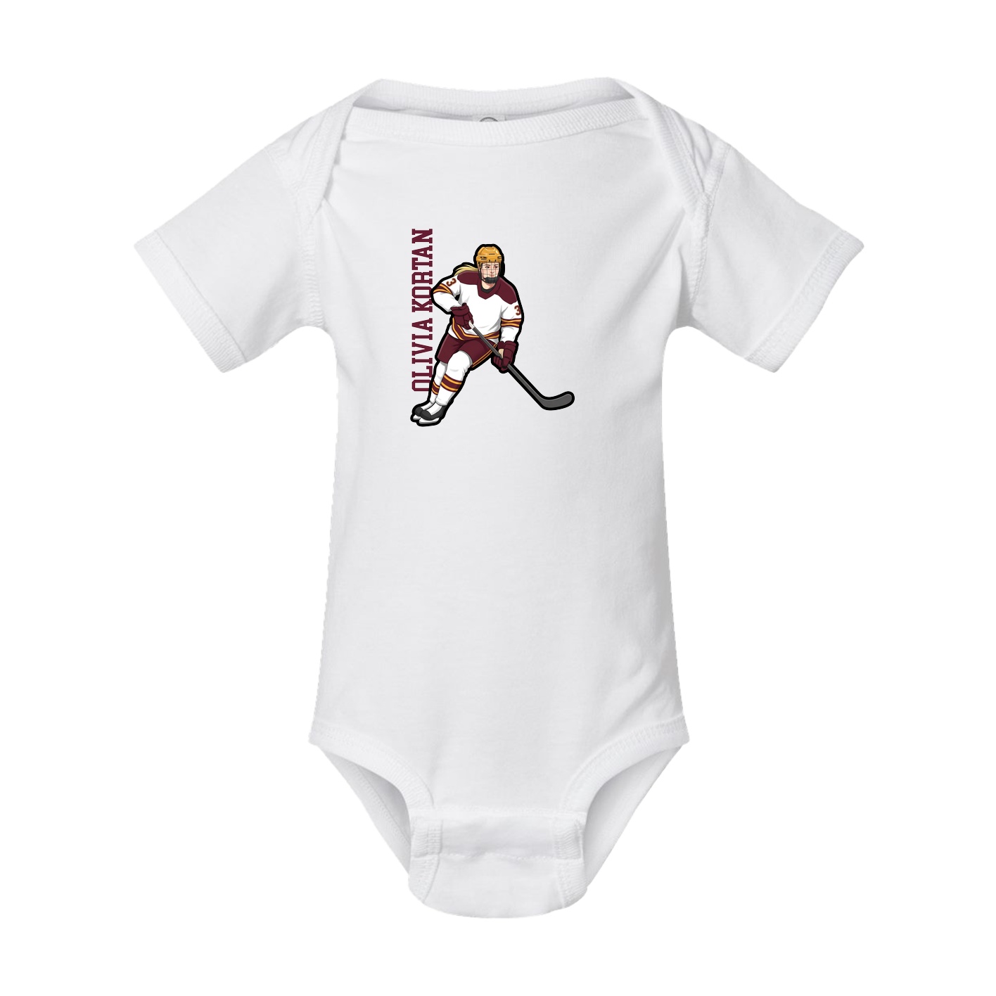 Baby Onesie — Name Vertical in White
