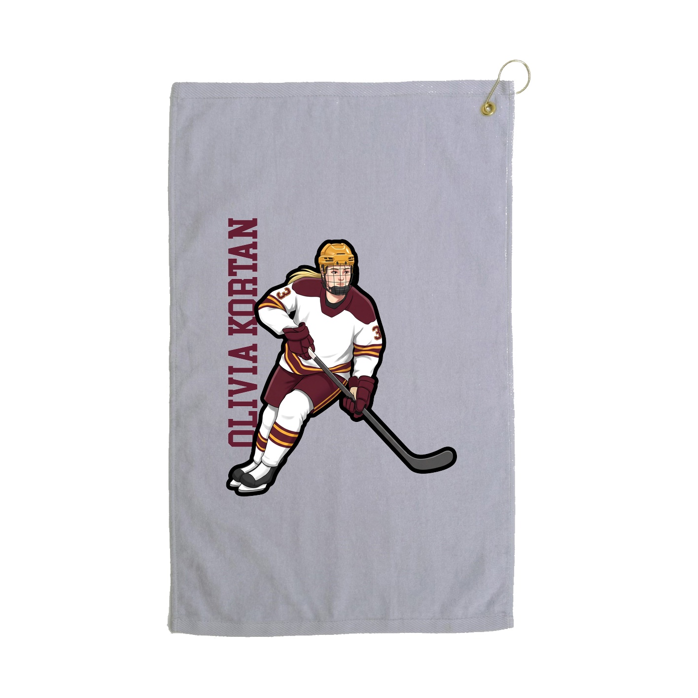 Golf Towel — Name Vertical in Grey