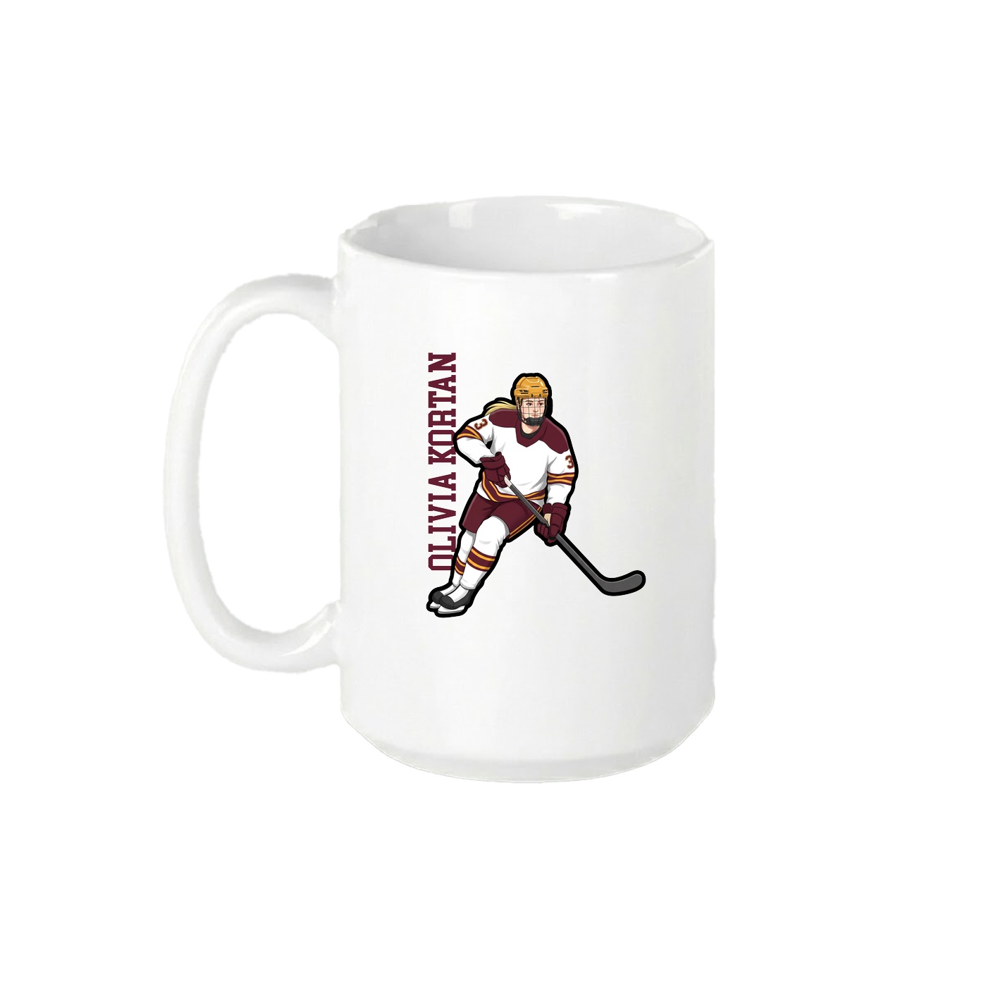 15oz Coffee Mug — Name Vertical in White