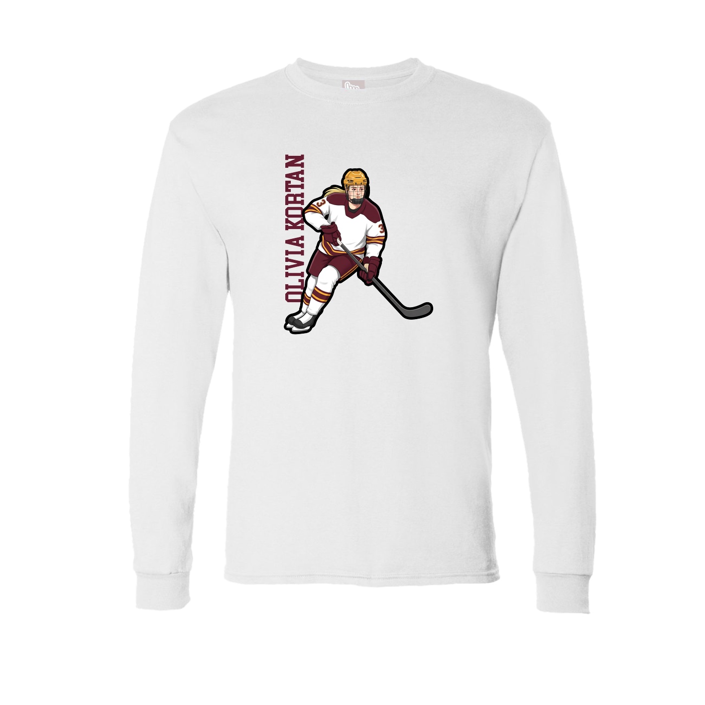 Long Sleeve Tee — Name Vertical in White