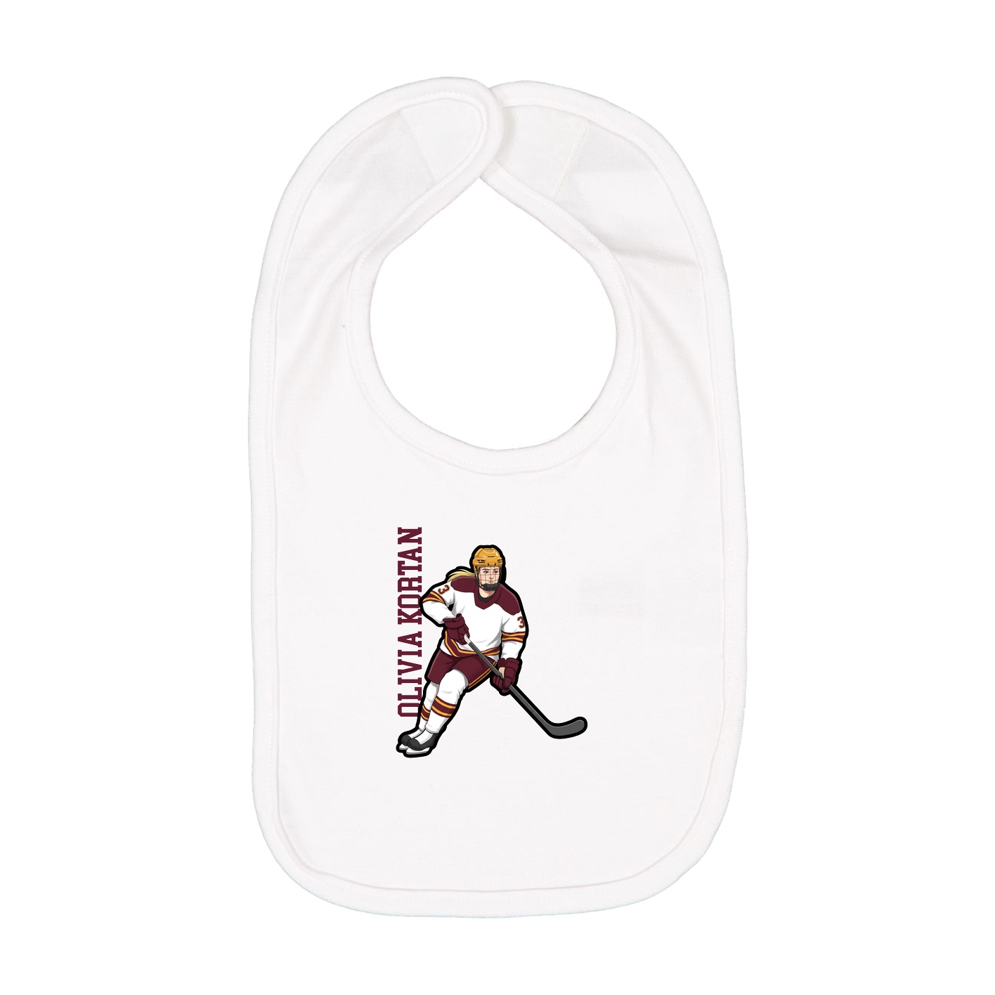 Infant Bib — Name Vertical in White