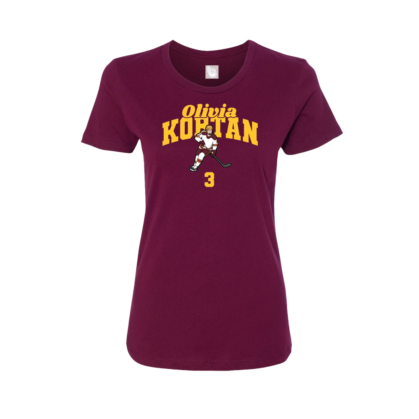 Fitted Women's Tee — Signature Arch in Maroon