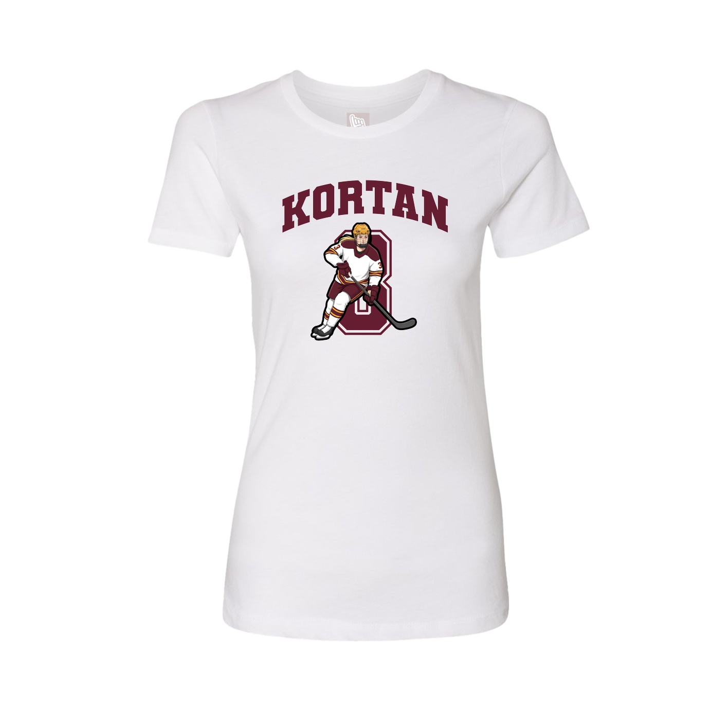 Fitted Women's Tee — Number in White