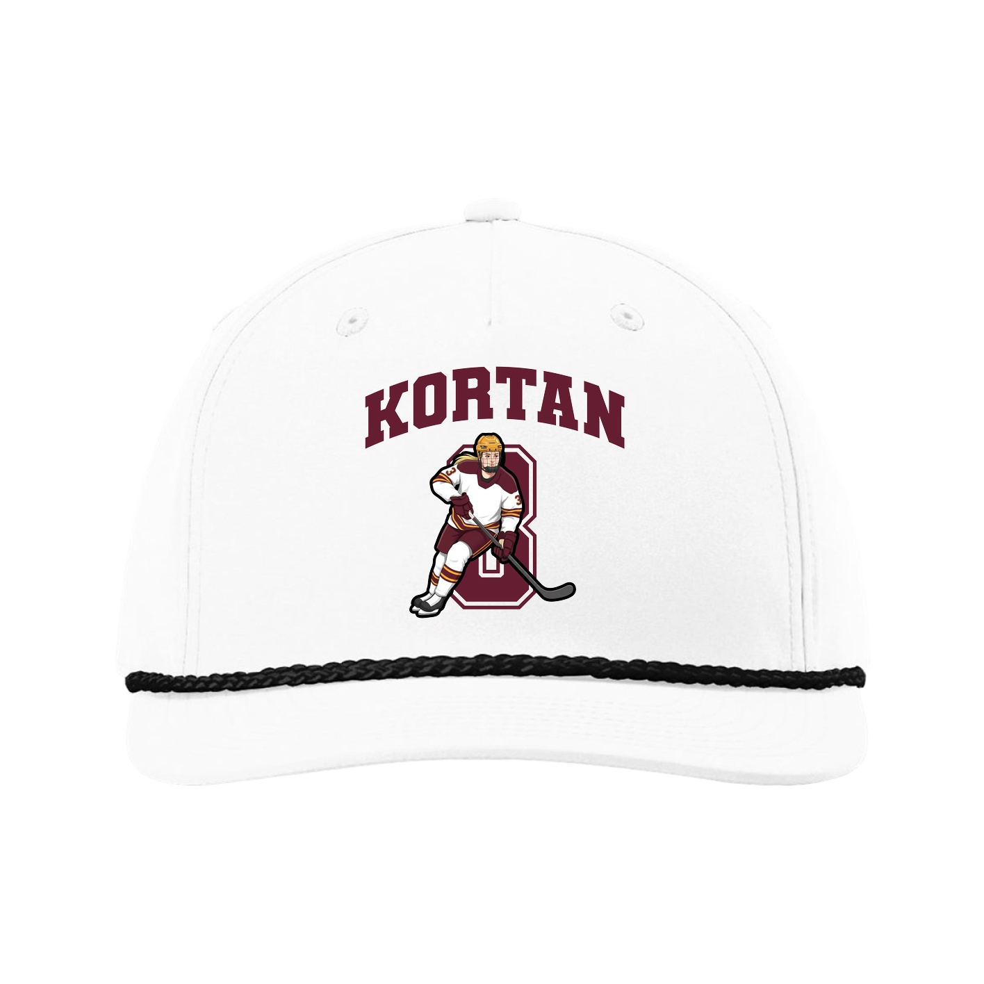 Five-Panel Classic Rope Cap — Number in White