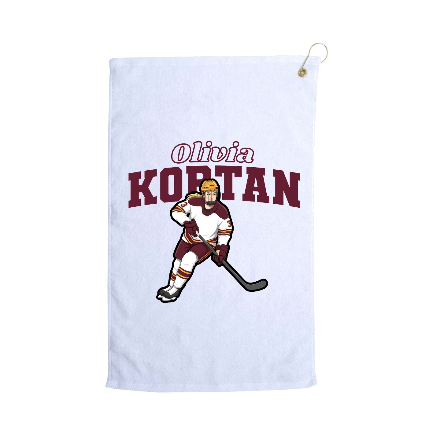 Golf Towel — Name Arch in White