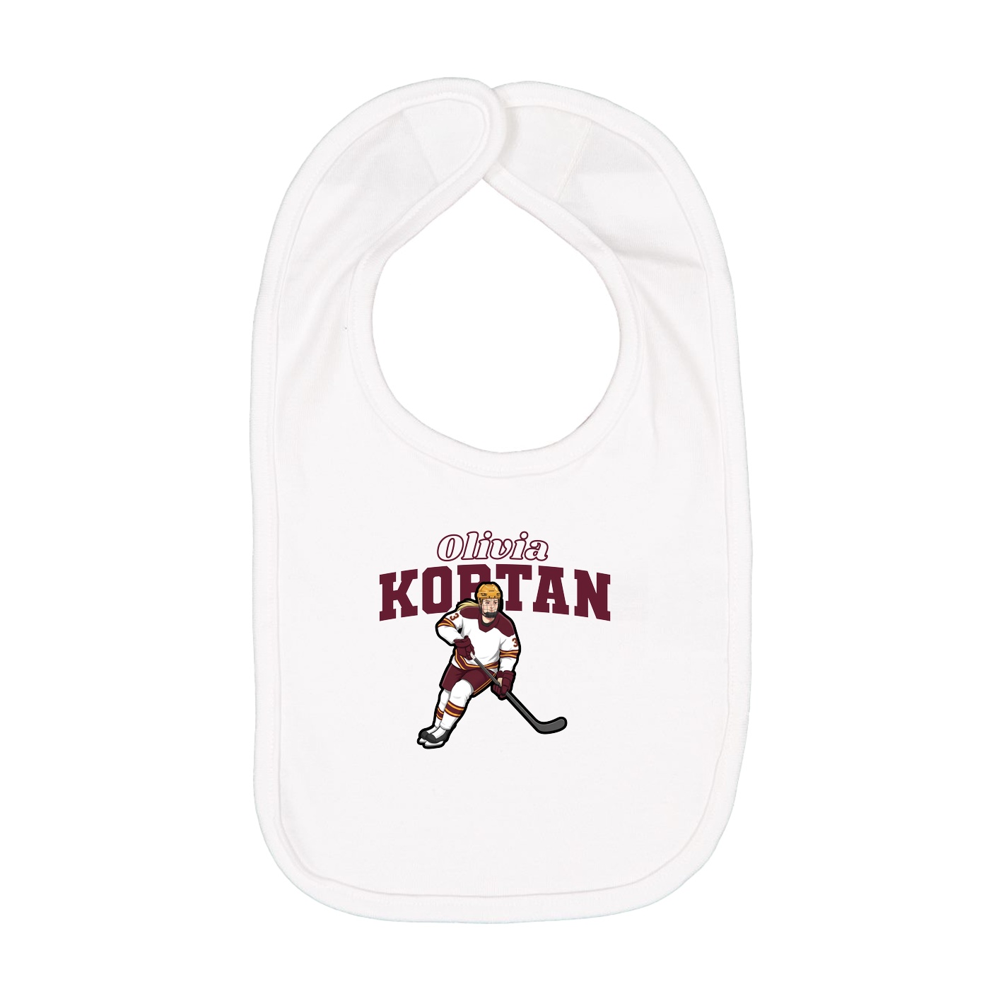 Infant Bib — Name Arch in White