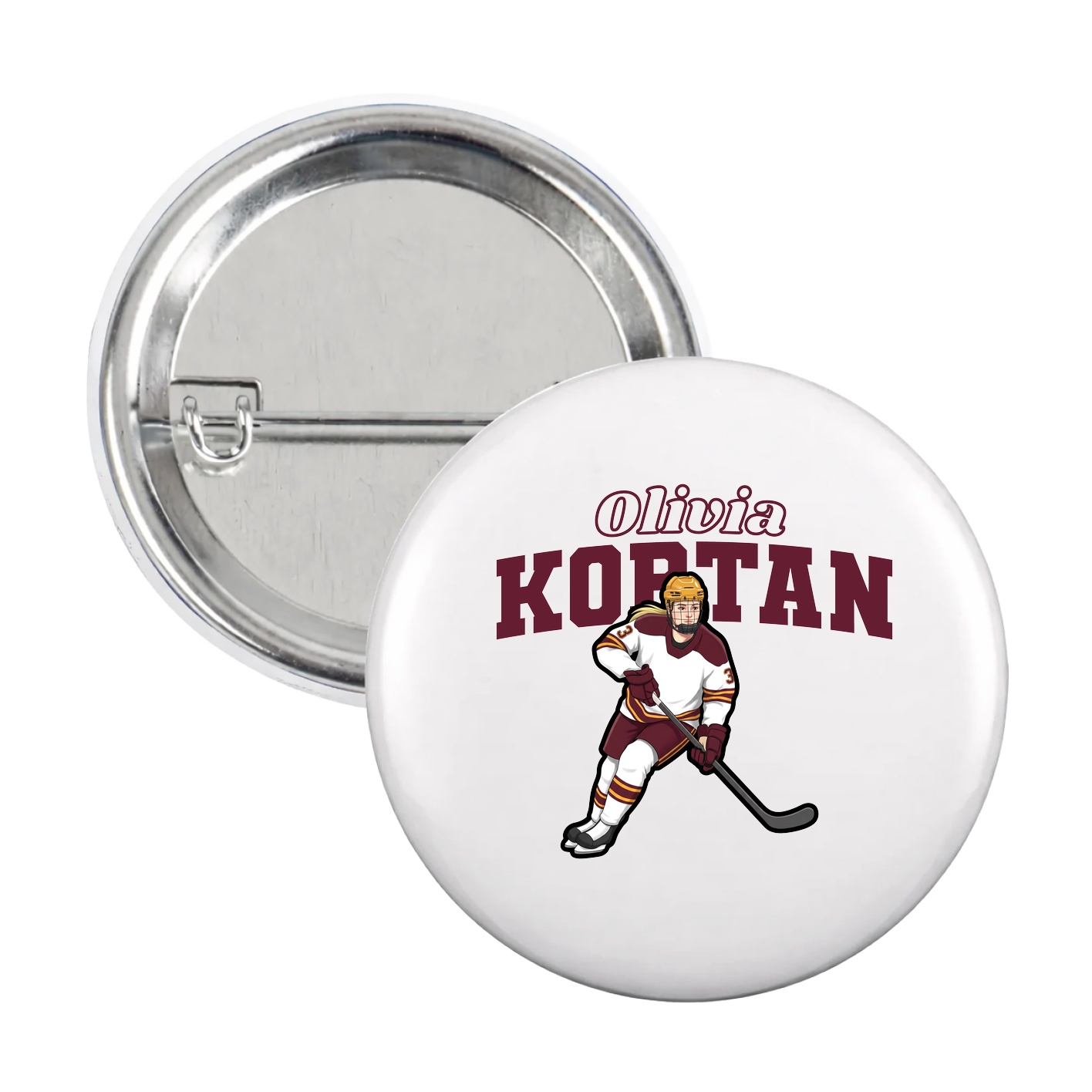 Game Day Button — Name Arch in White