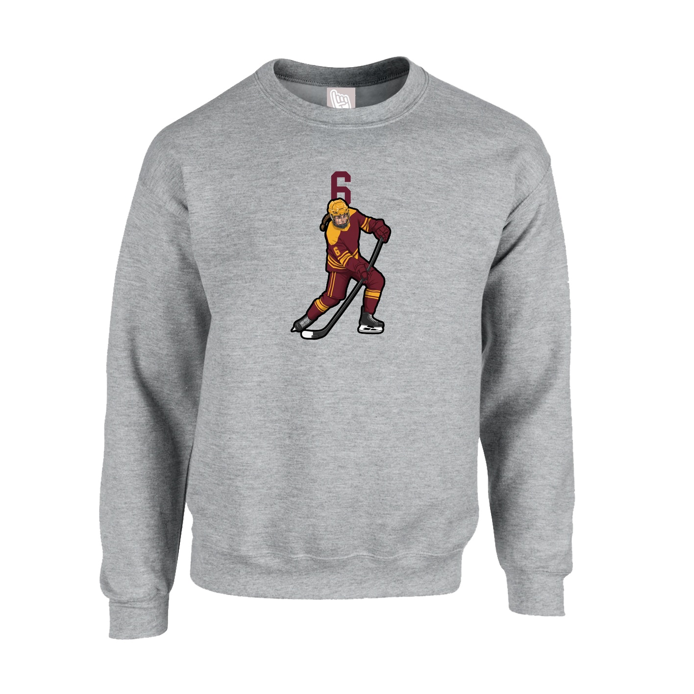 Fleece Crew — Number Top in Grey