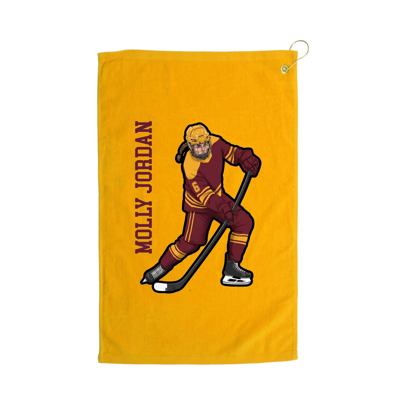 Golf Towel — Name Vertical in Gold