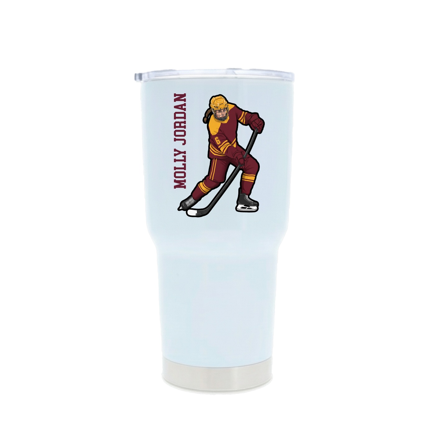 30oz Stainless Steel Tumbler — Name Vertical in White