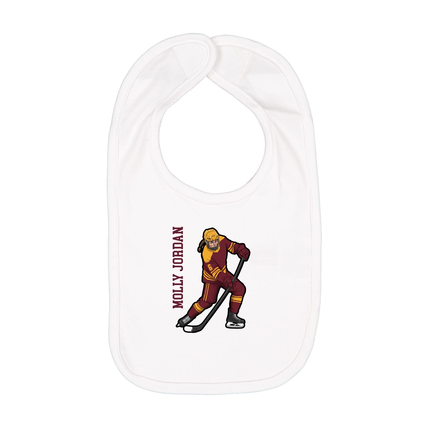 Infant Bib — Name Vertical in White