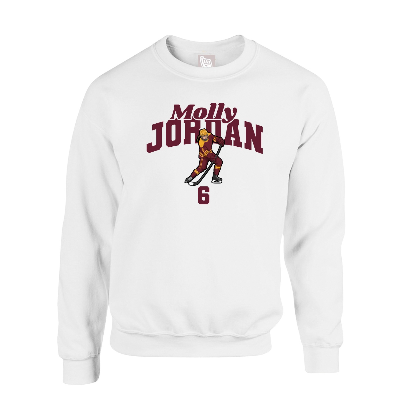 Fleece Crew — Signature Arch in White