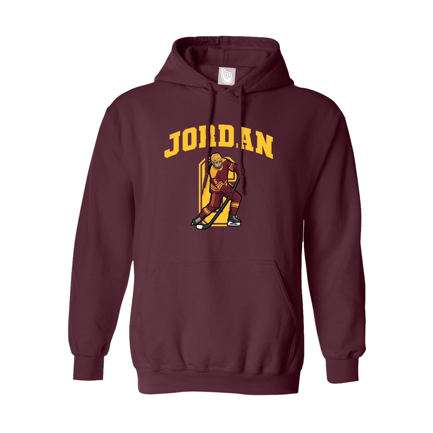 Youth Hoodie — Number in Maroon