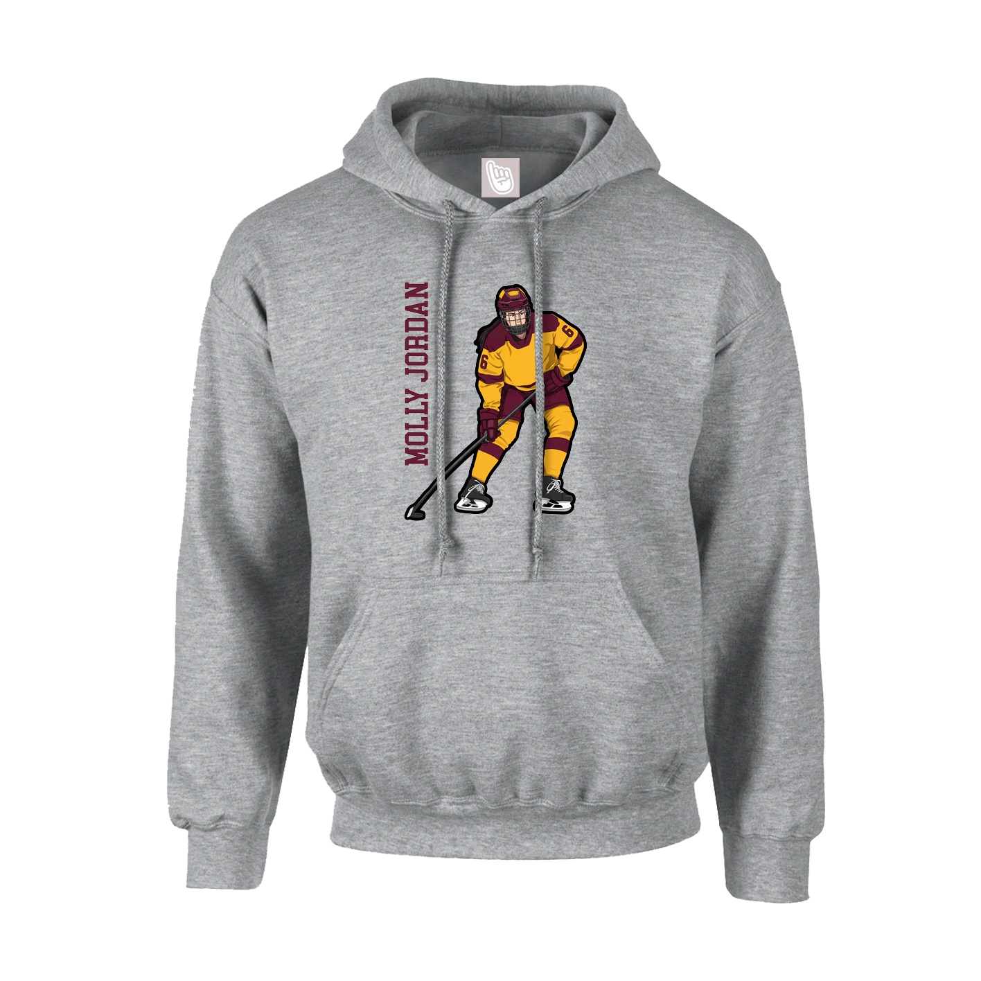 Youth Hoodie — Name Vertical in Grey