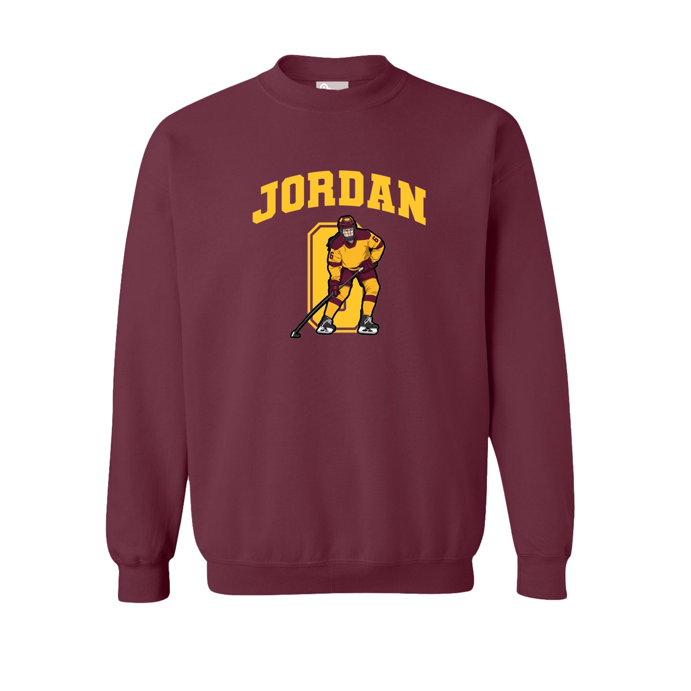 Fleece Crew — Number in Maroon
