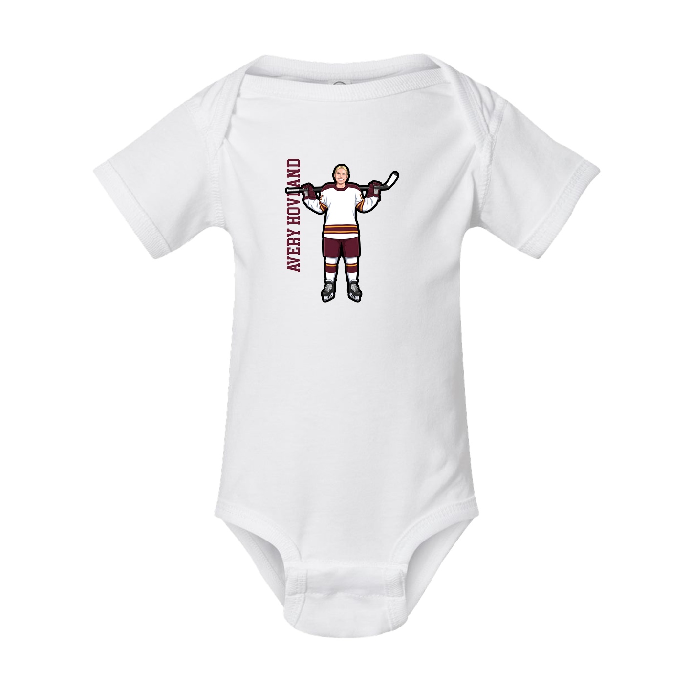 Baby Onesie — Name Vertical in White