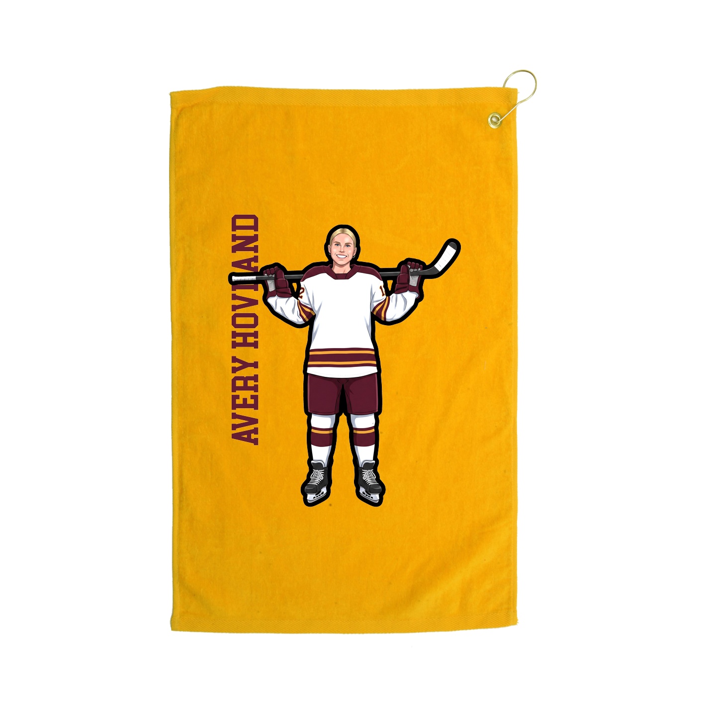 Golf Towel — Name Vertical in Gold