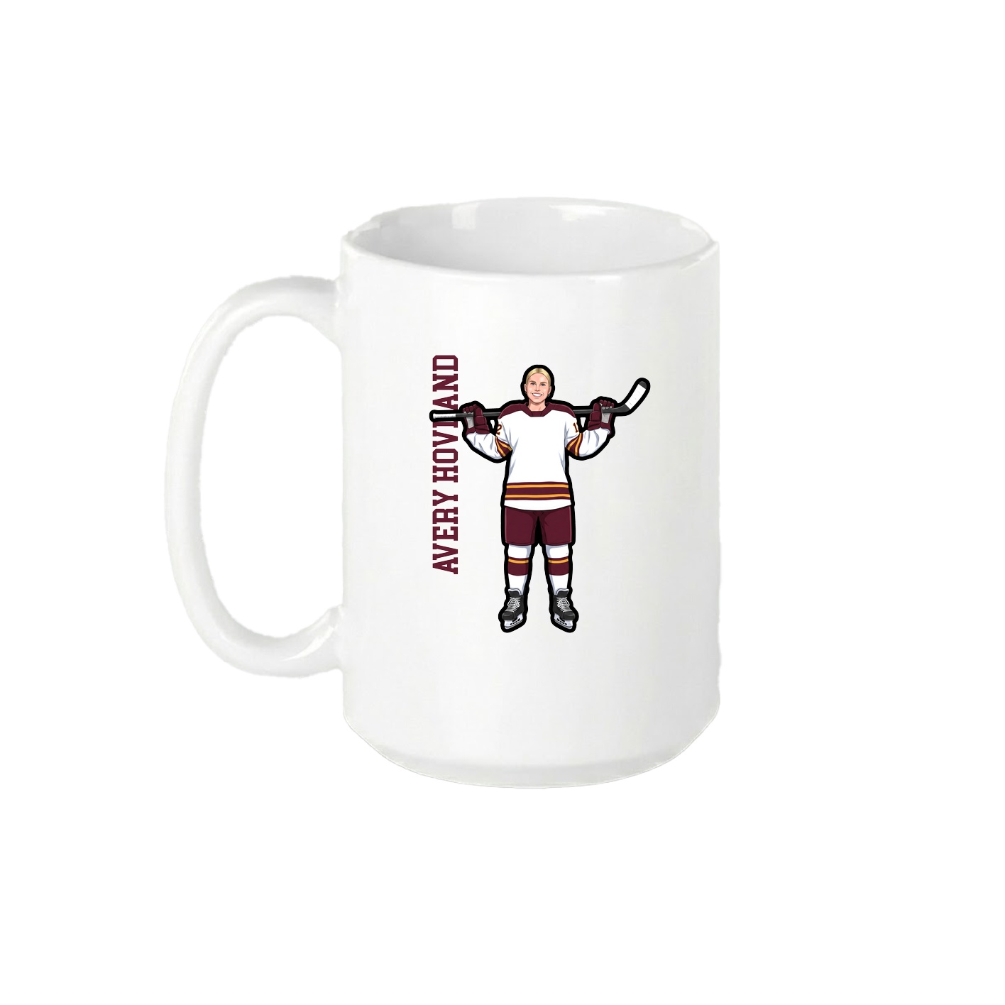 15oz Coffee Mug — Name Vertical in White