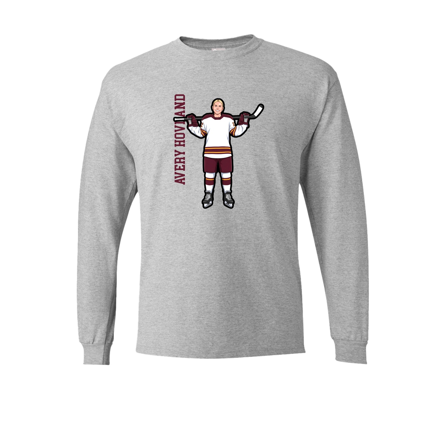 Long Sleeve Tee — Name Vertical in Grey
