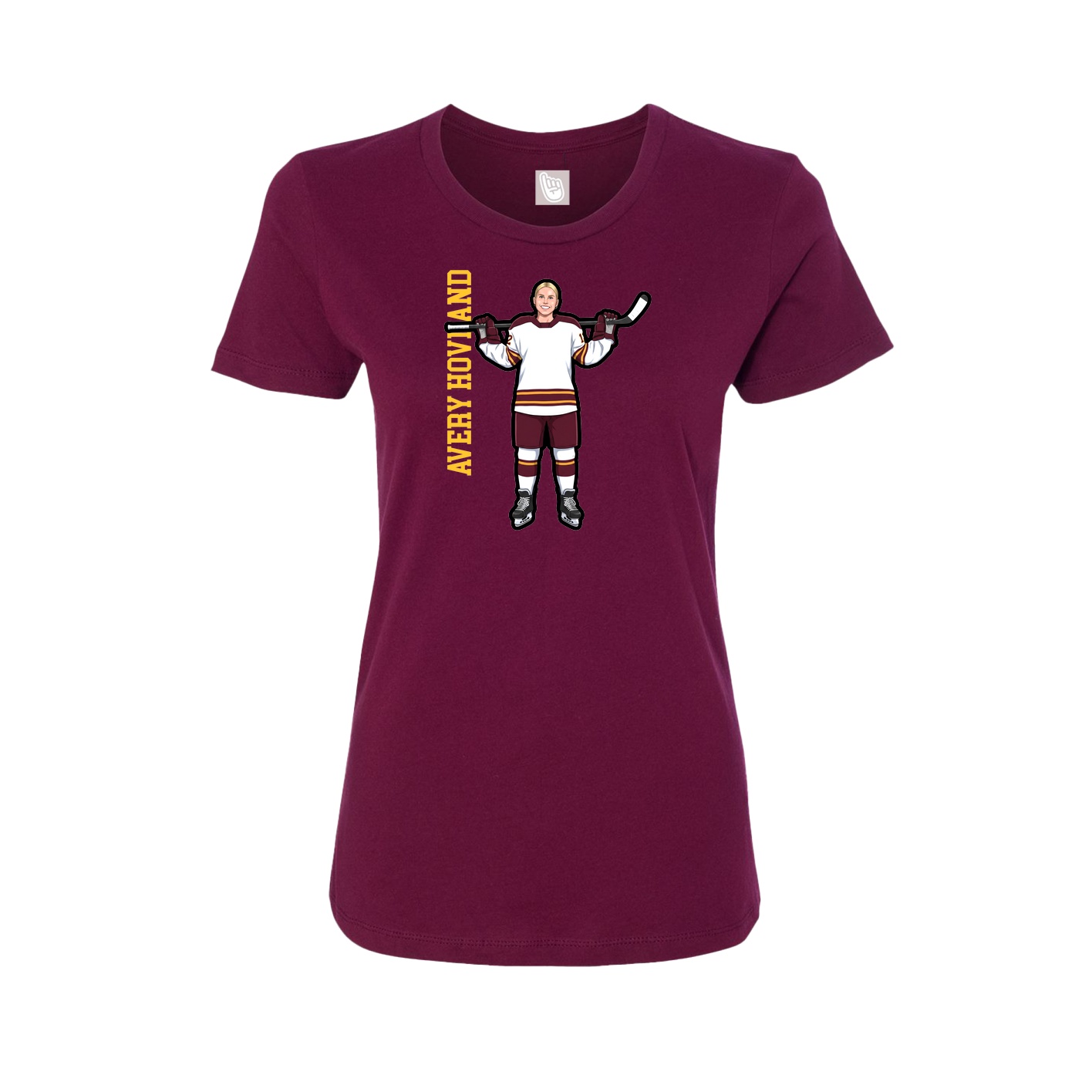 Fitted Women's Tee — Name Vertical in Maroon