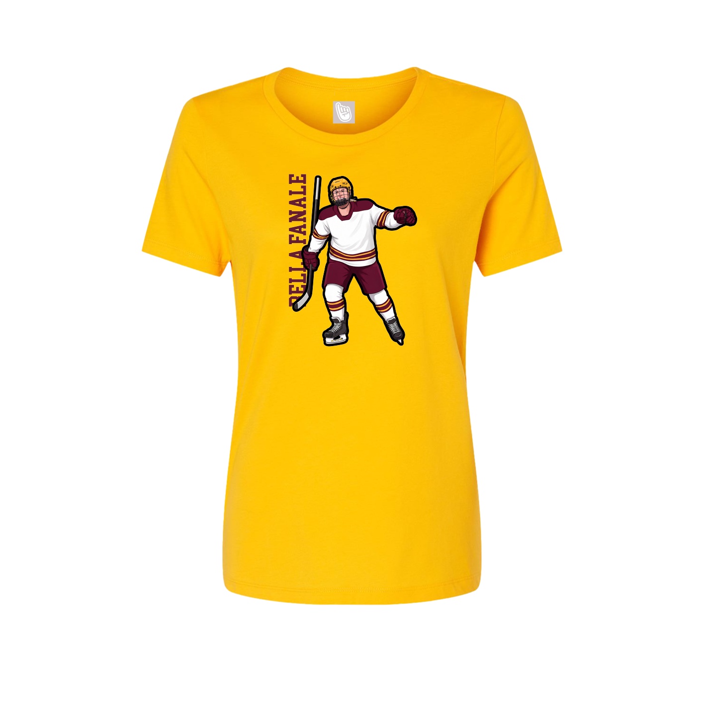 Fitted Women's Tee — Name Vertical in Gold