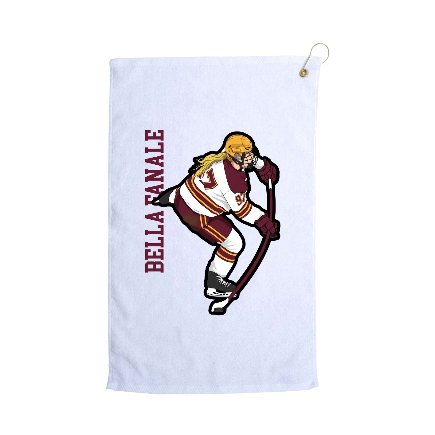 Golf Towel — Name Vertical in White