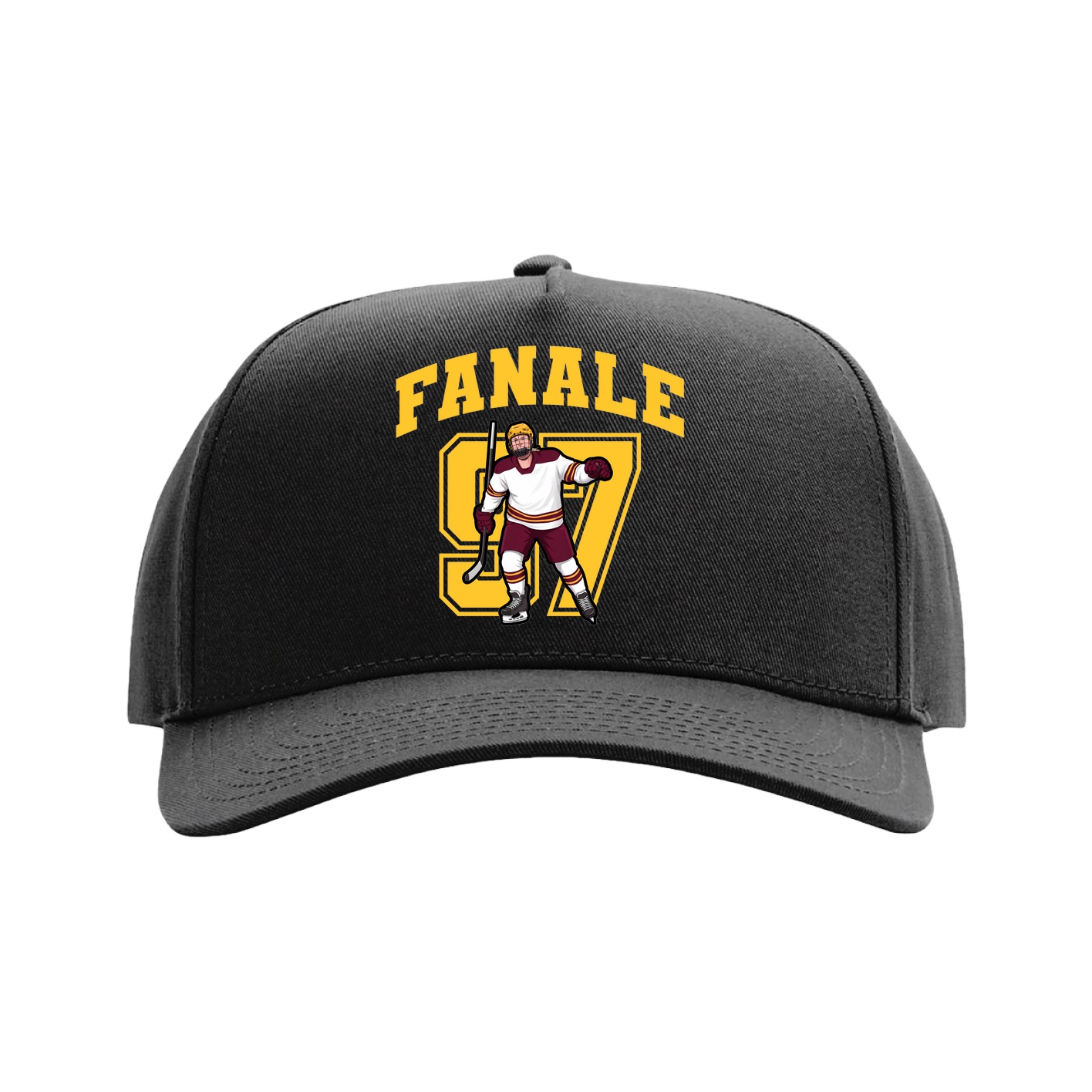 Full Fabric Five-Panel Champ Cap — Number in Black