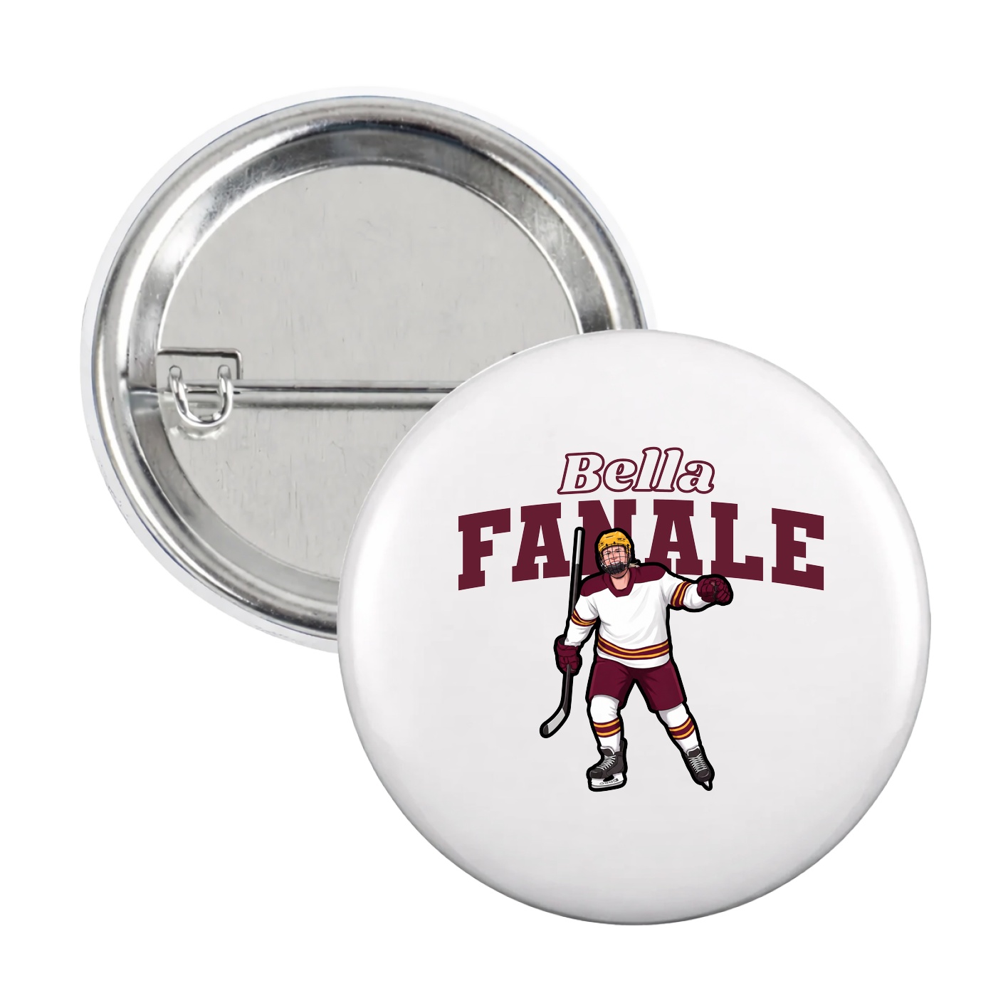 Game Day Button — Name Arch in White