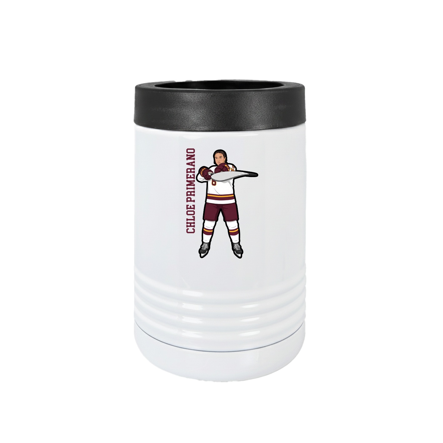 Beverage Holder — Name Vertical in White