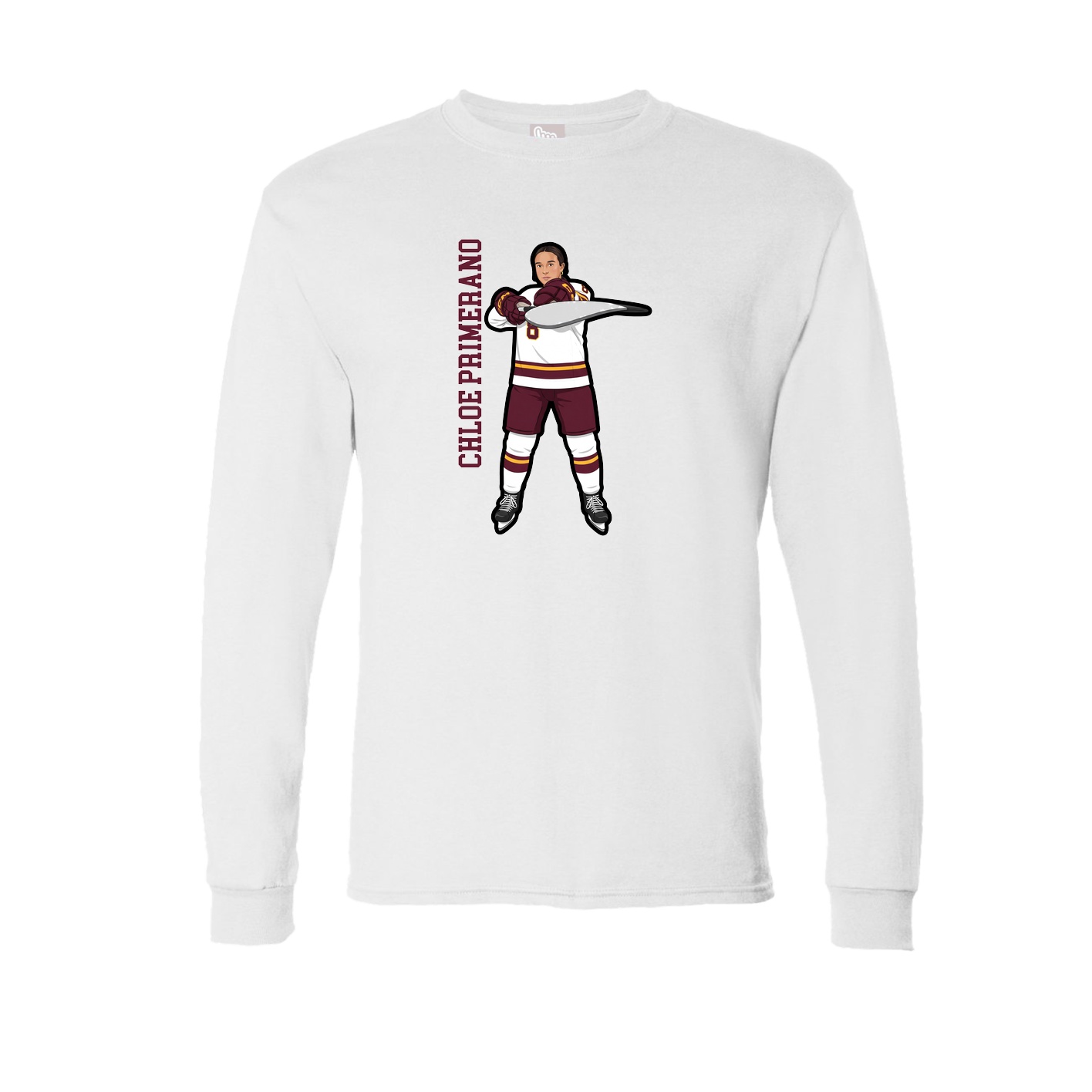Long Sleeve Tee — Name Vertical in White
