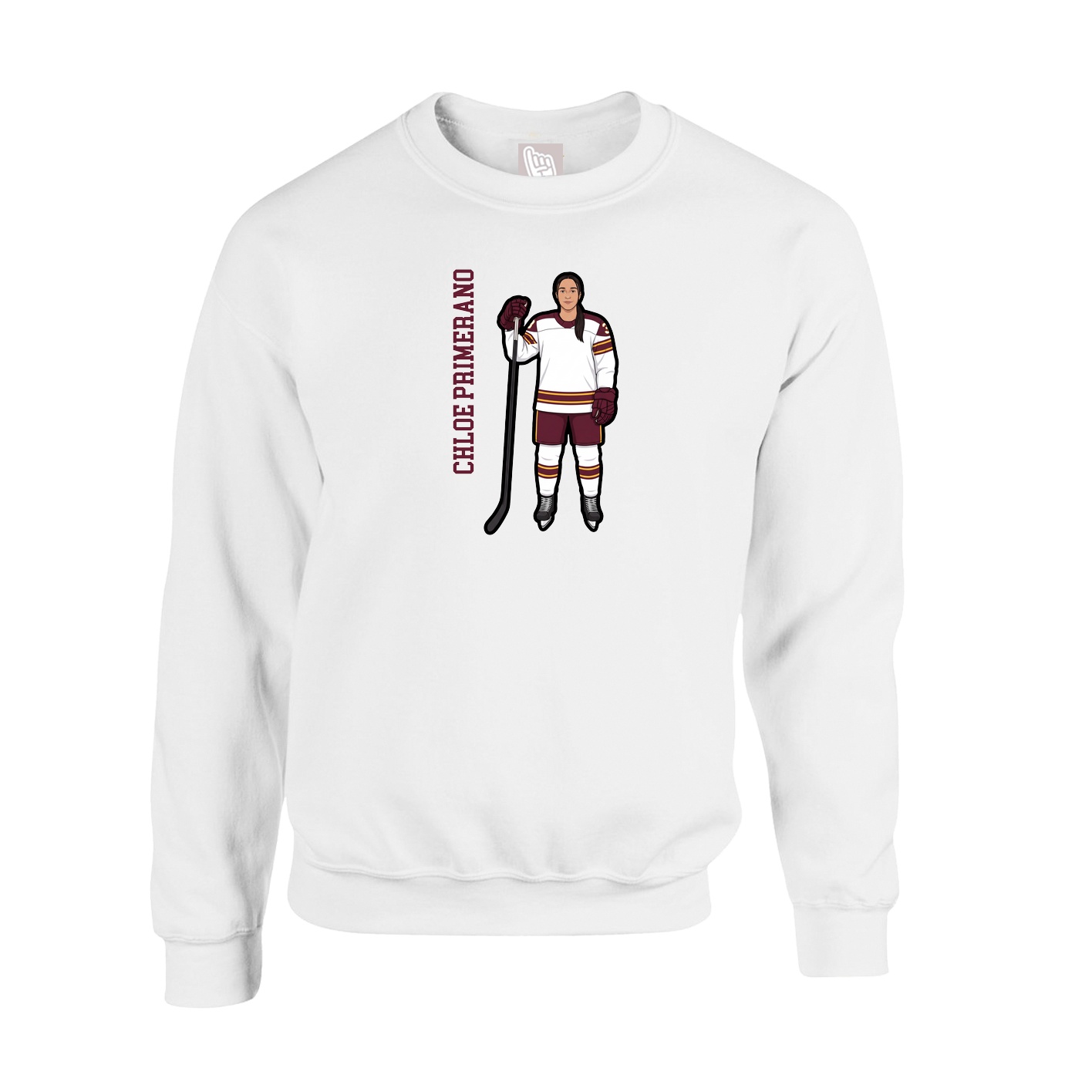 Fleece Crew — Name Vertical in White