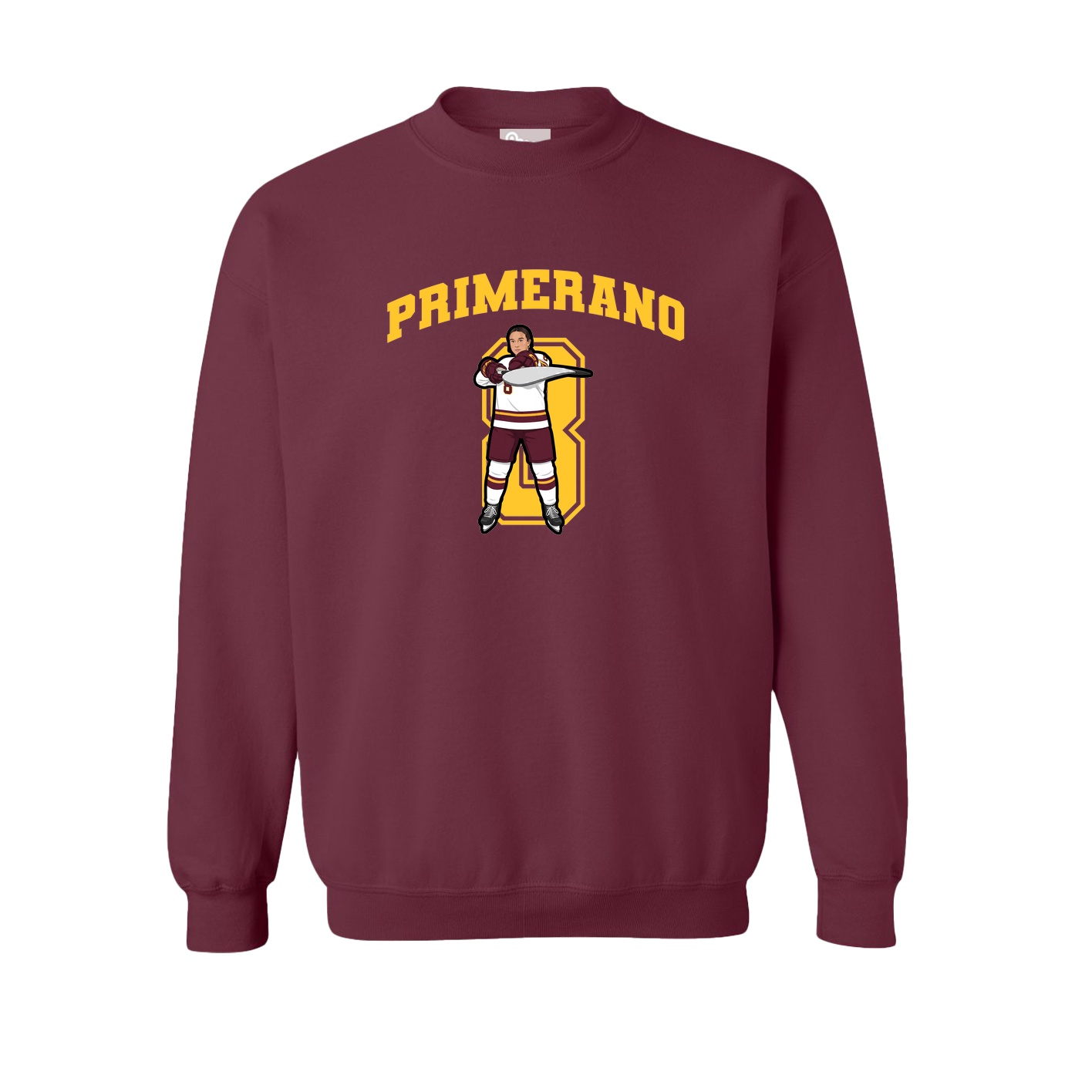 Fleece Crew — Number in Maroon