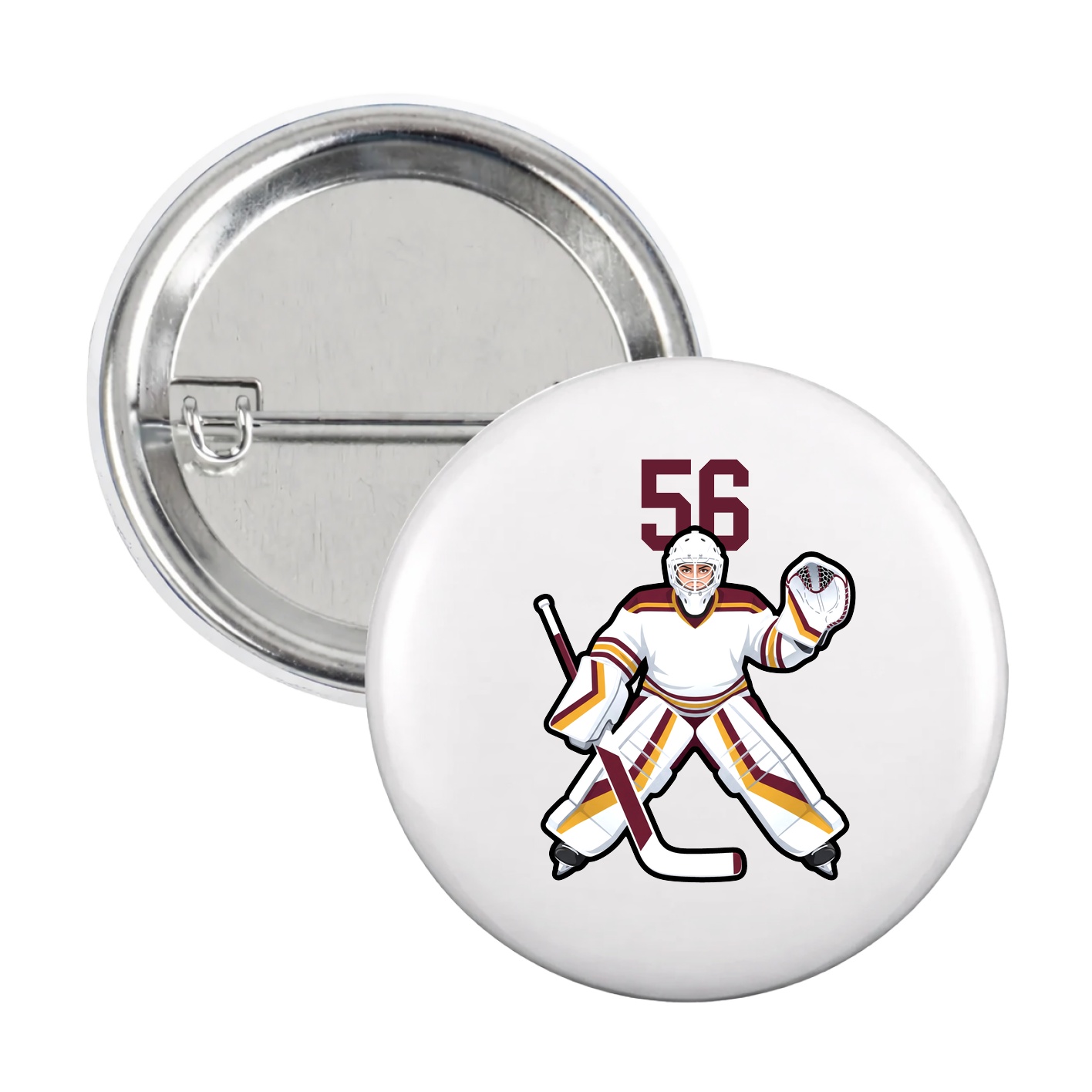 Game Day Button — Number Top in White