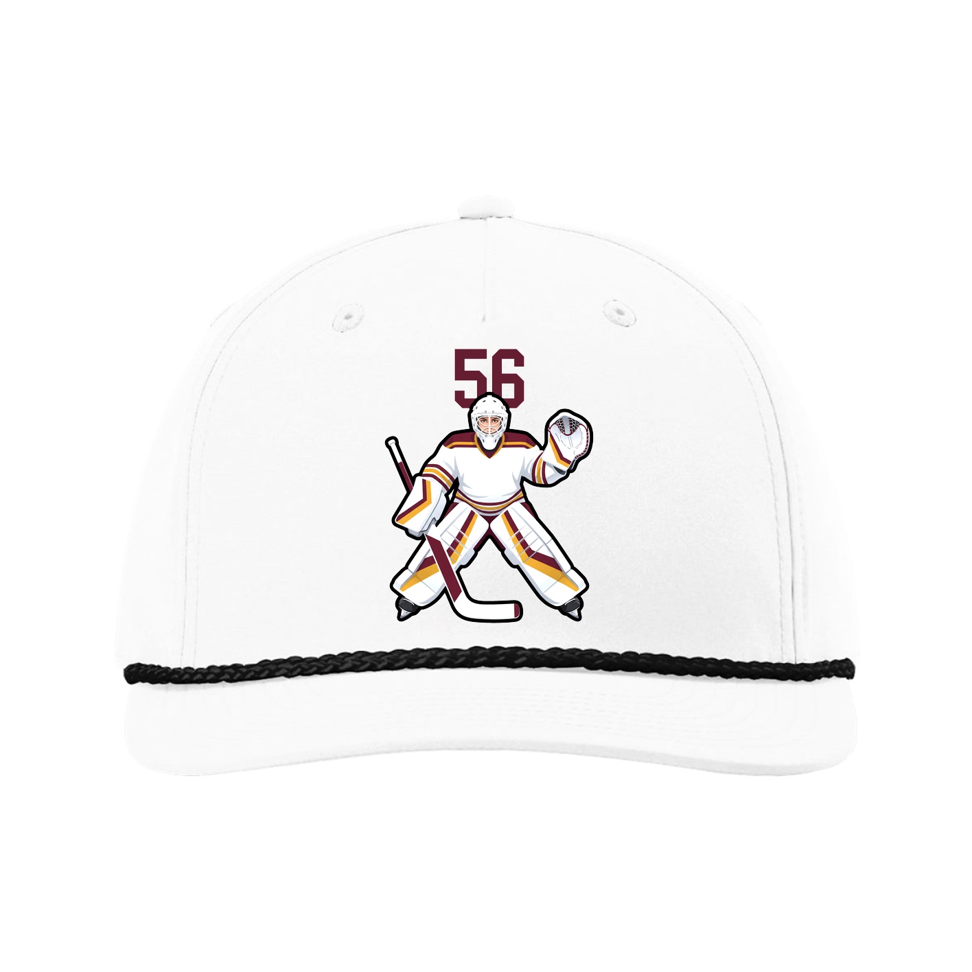 Five-Panel Classic Rope Cap — Number Top in White