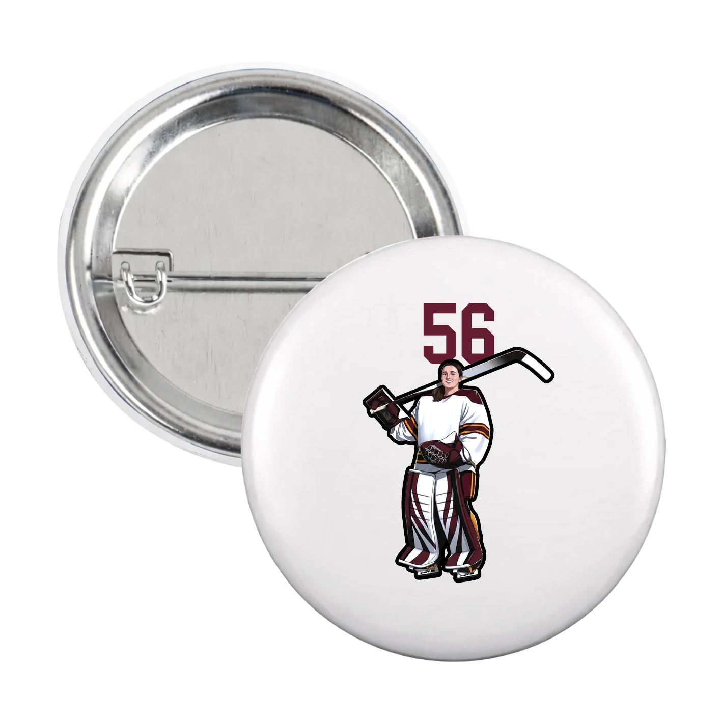 Game Day Button — Number Top in White