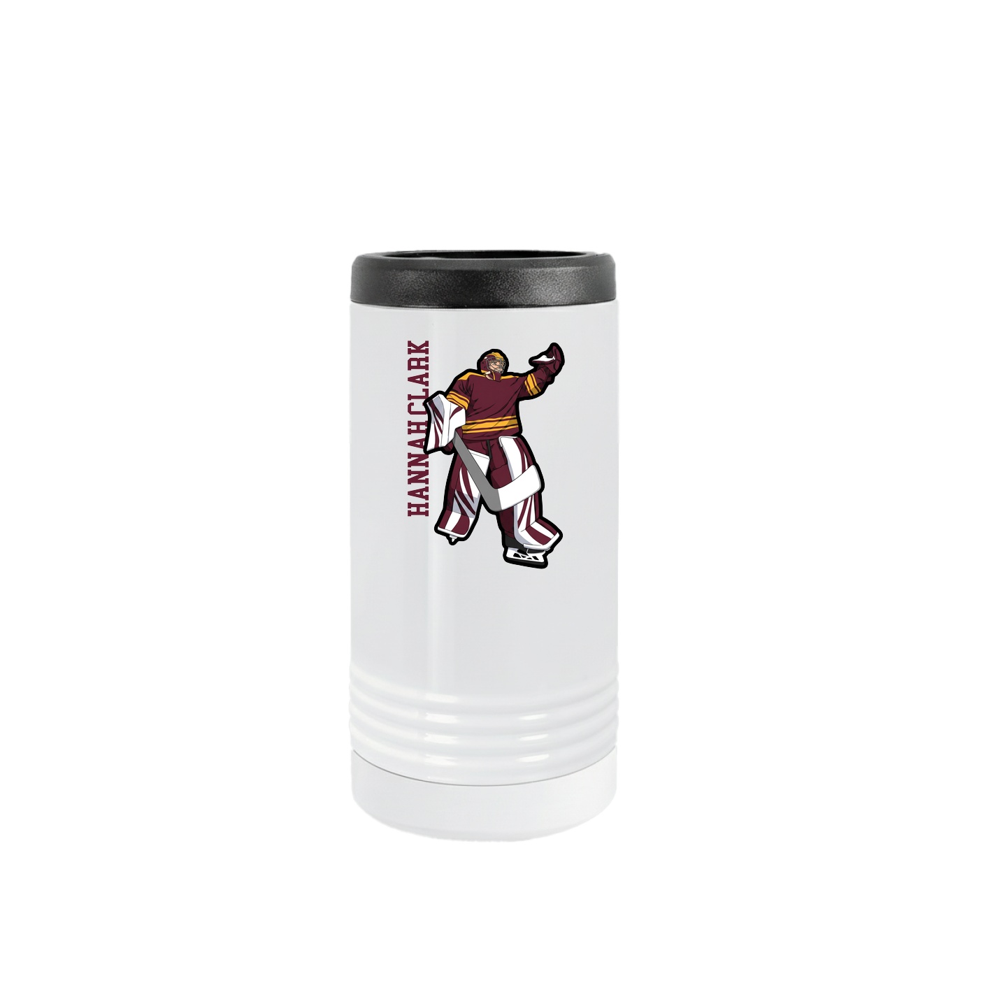 Slim Beverage Holder — Name Vertical in White