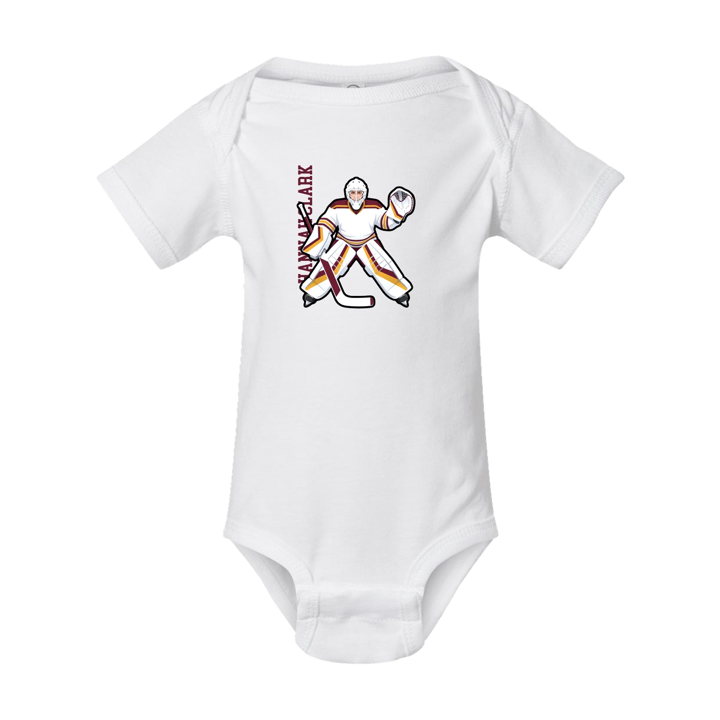 Baby Onesie — Name Vertical in White