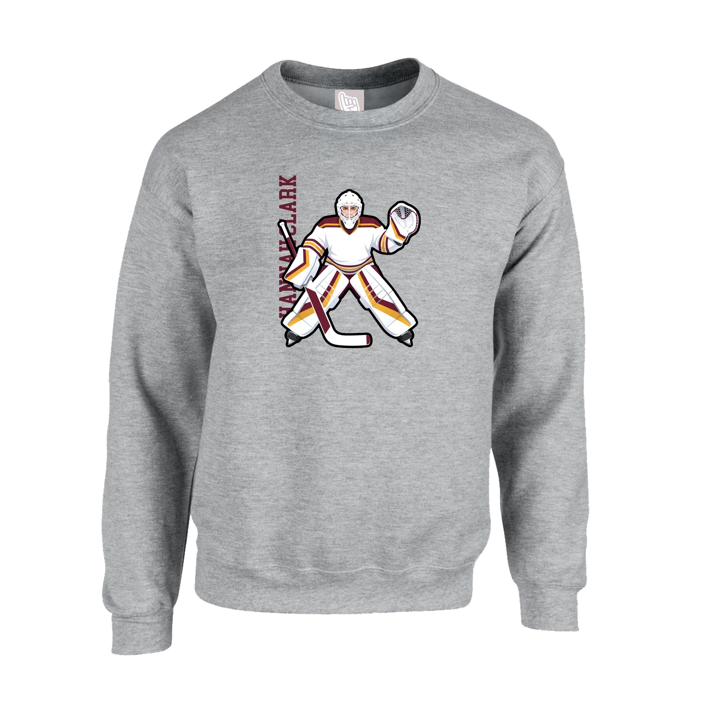 Fleece Crew — Name Vertical in Grey