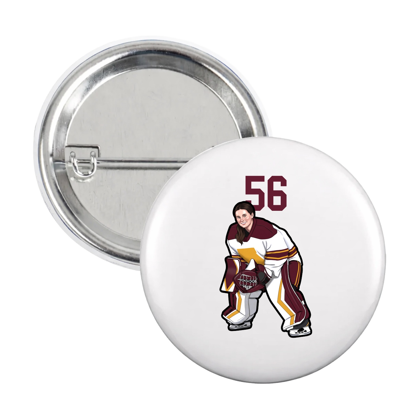 Game Day Button — Number Top in White