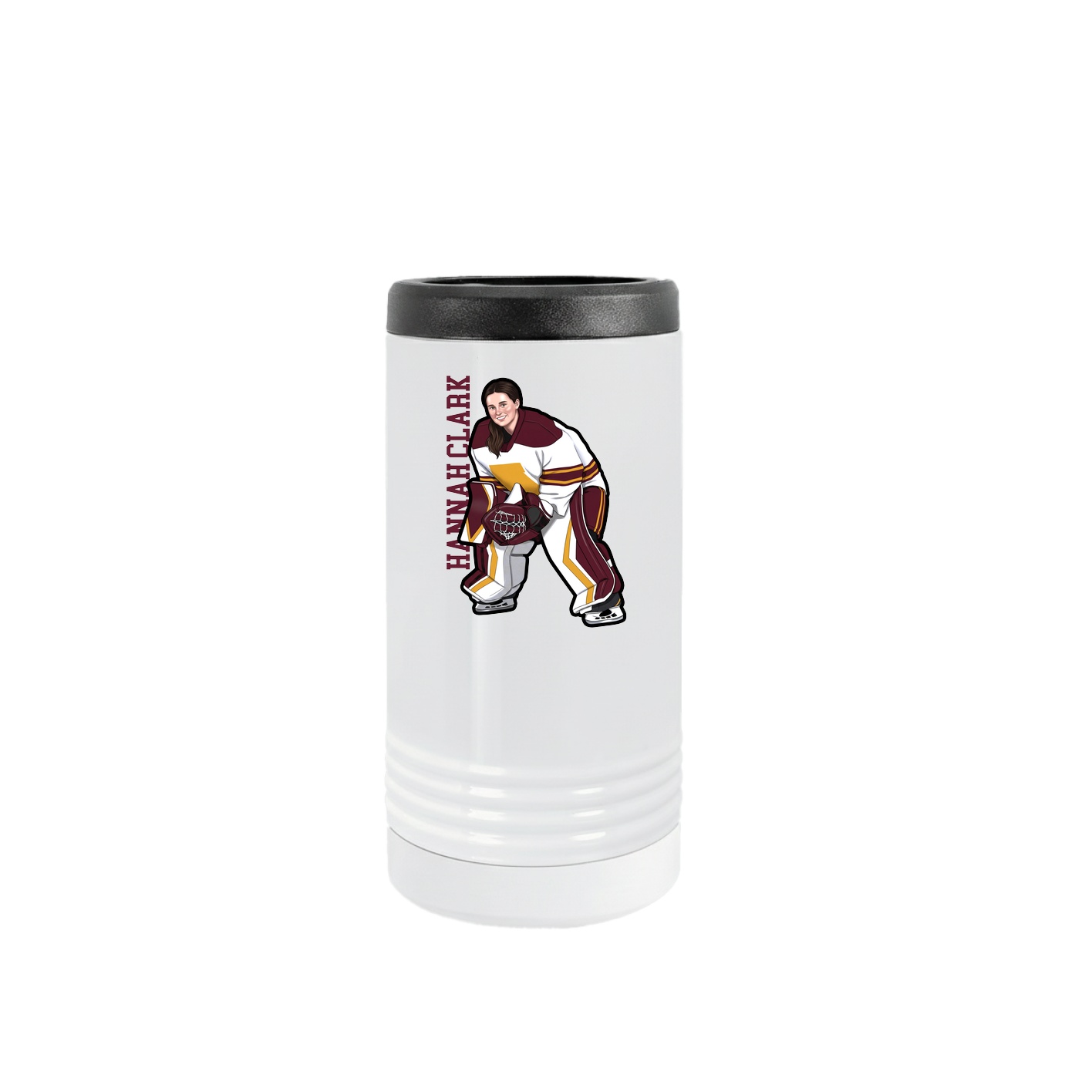 Slim Beverage Holder — Name Vertical in White