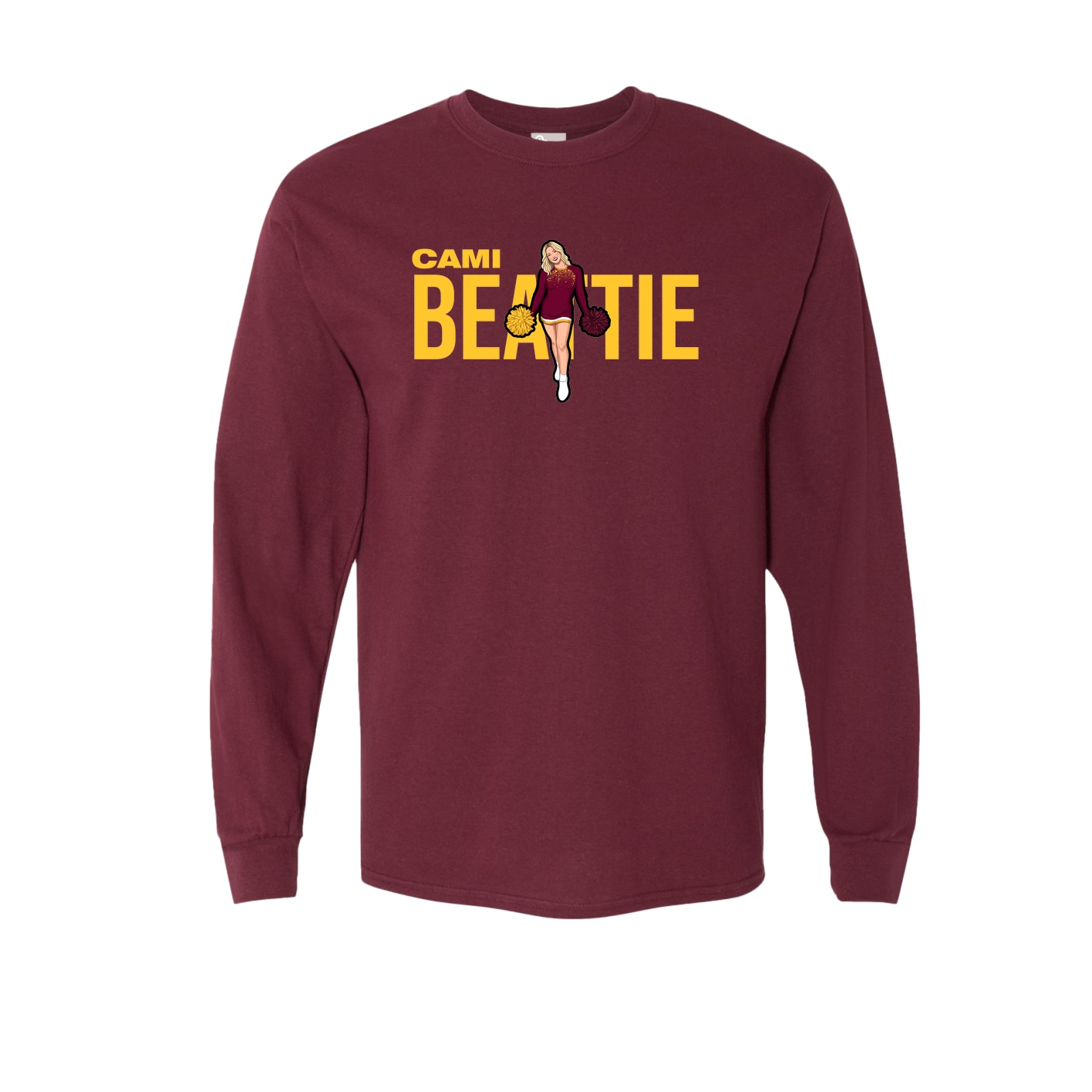 Long Sleeve Tee — Player Name in Maroon