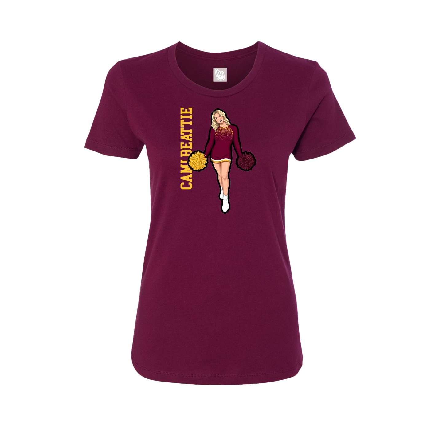 Fitted Women's Tee — Name Vertical in Maroon