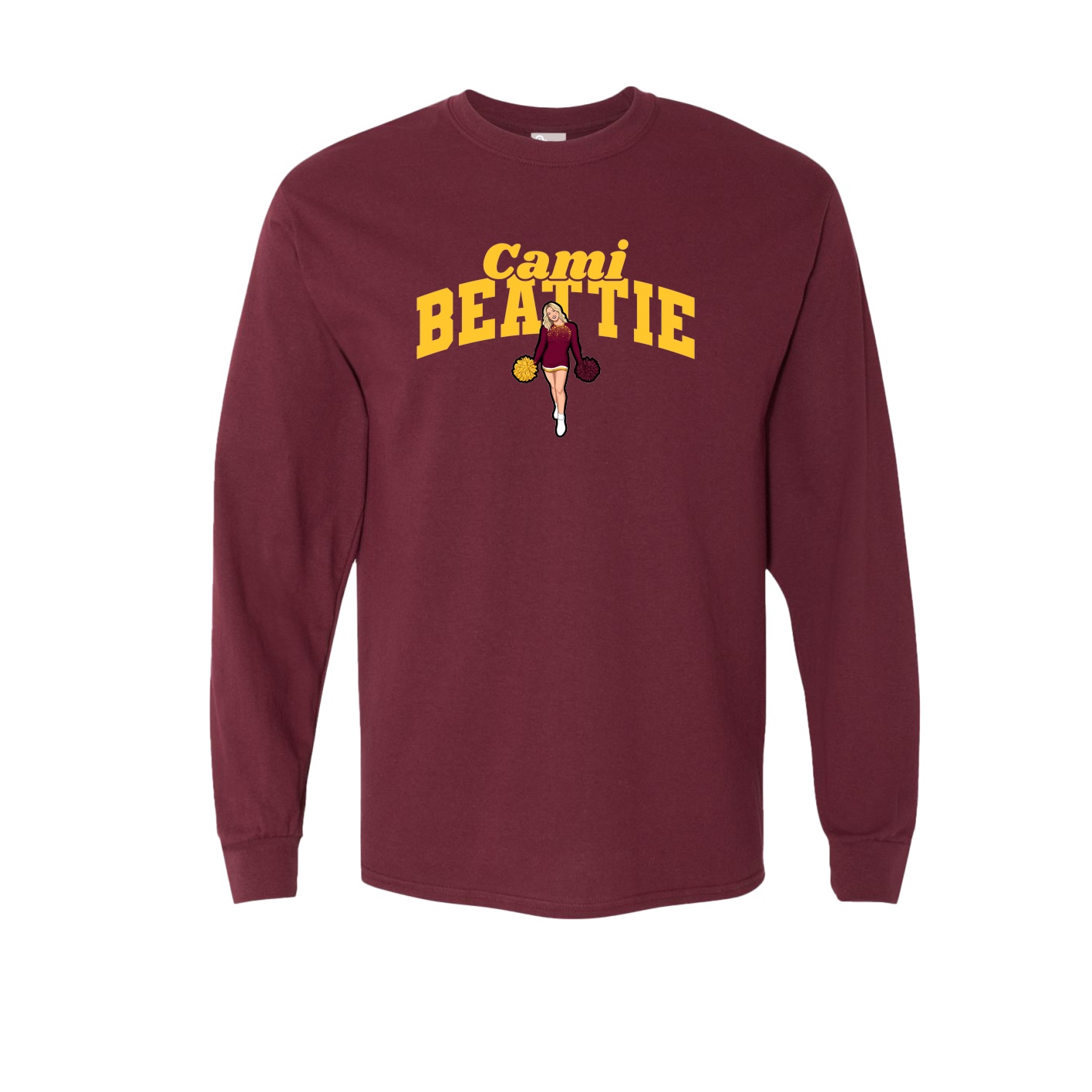 Long Sleeve Tee — Signature Arch in Maroon