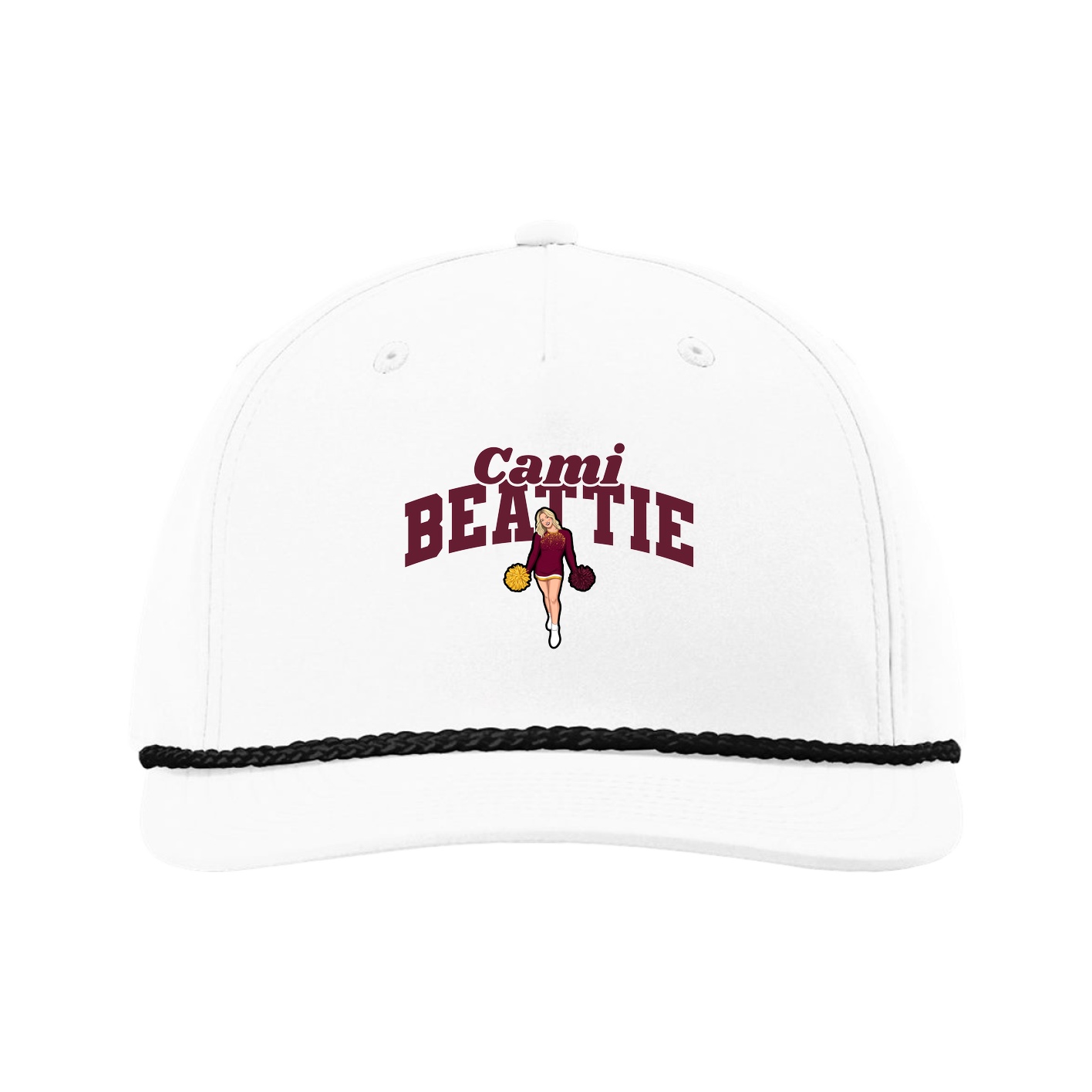 Five-Panel Classic Rope Cap — Signature Arch in White