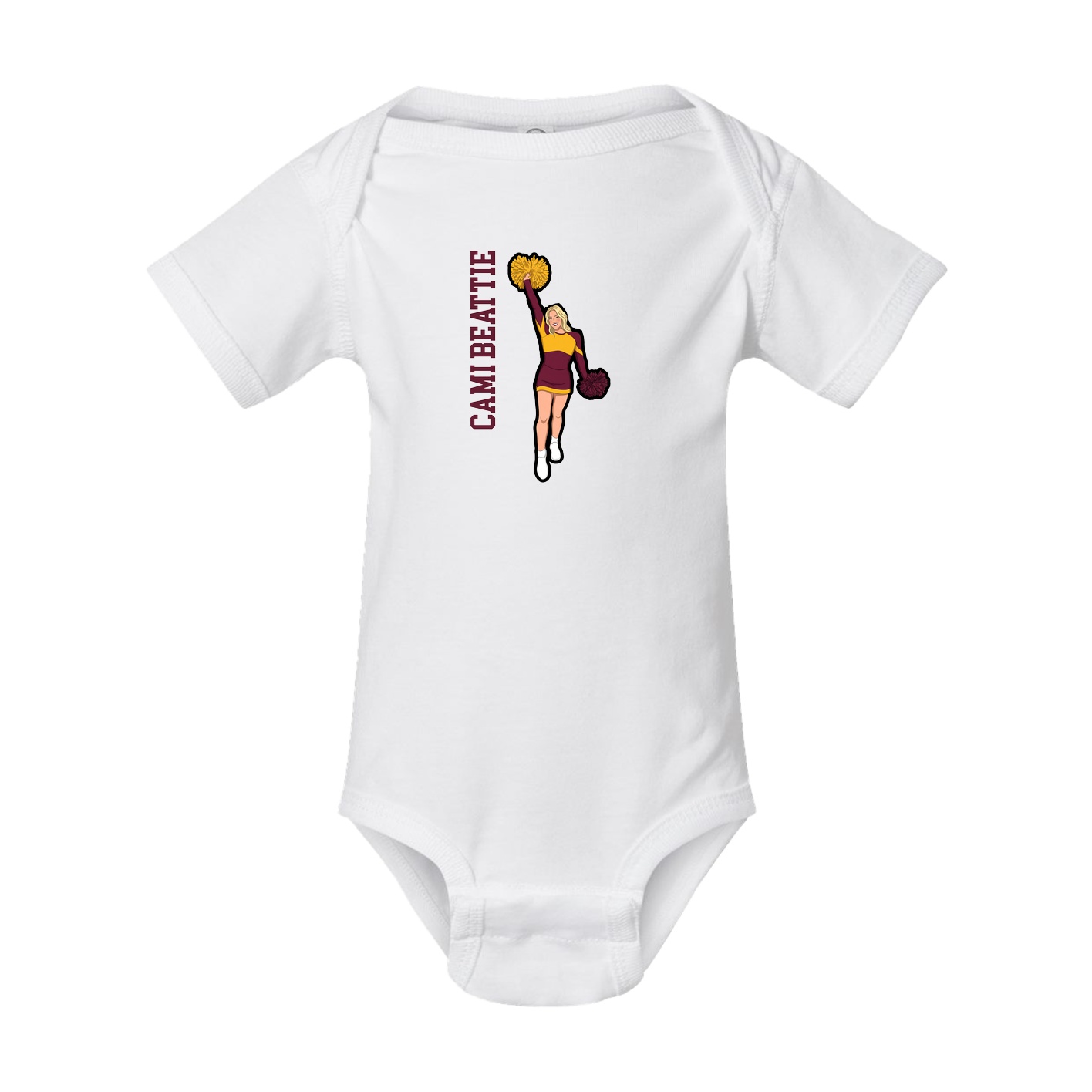 Baby Onesie — Name Vertical in White
